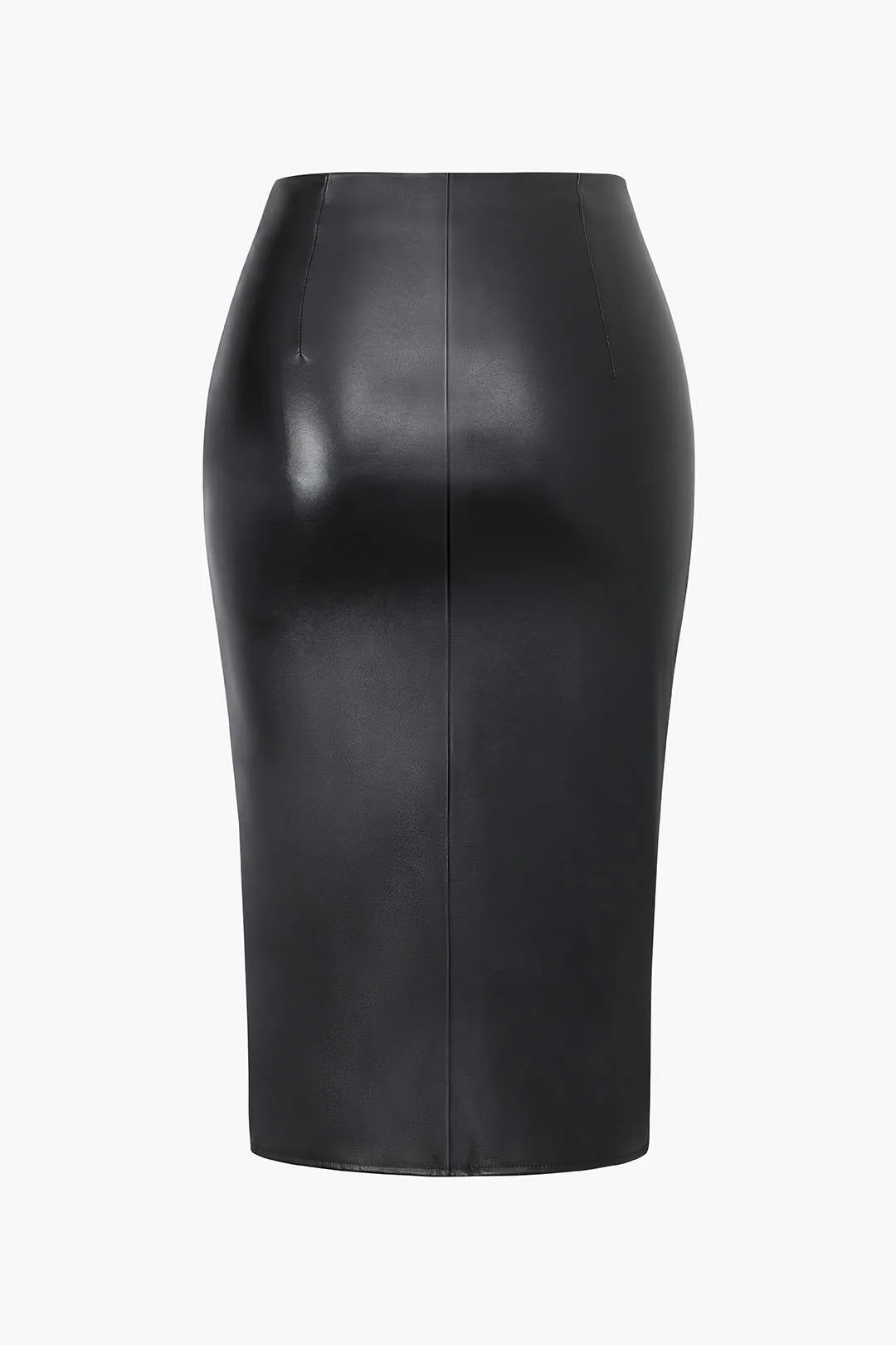 Plus Size Faux Leather Ruched Zipper Skirt - Weenar