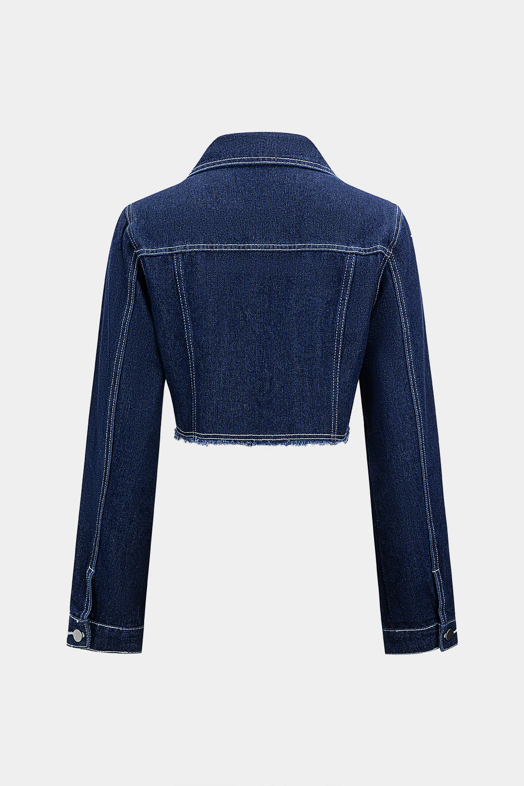 Denim Metallic Button Frayed Outerwear - Weenar