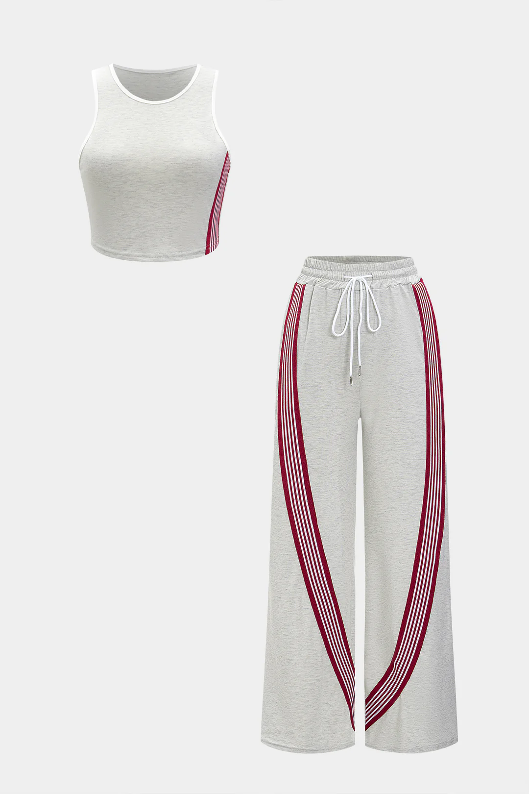 Stripes Tank Top And Wide Leg Pants Set - Weenar