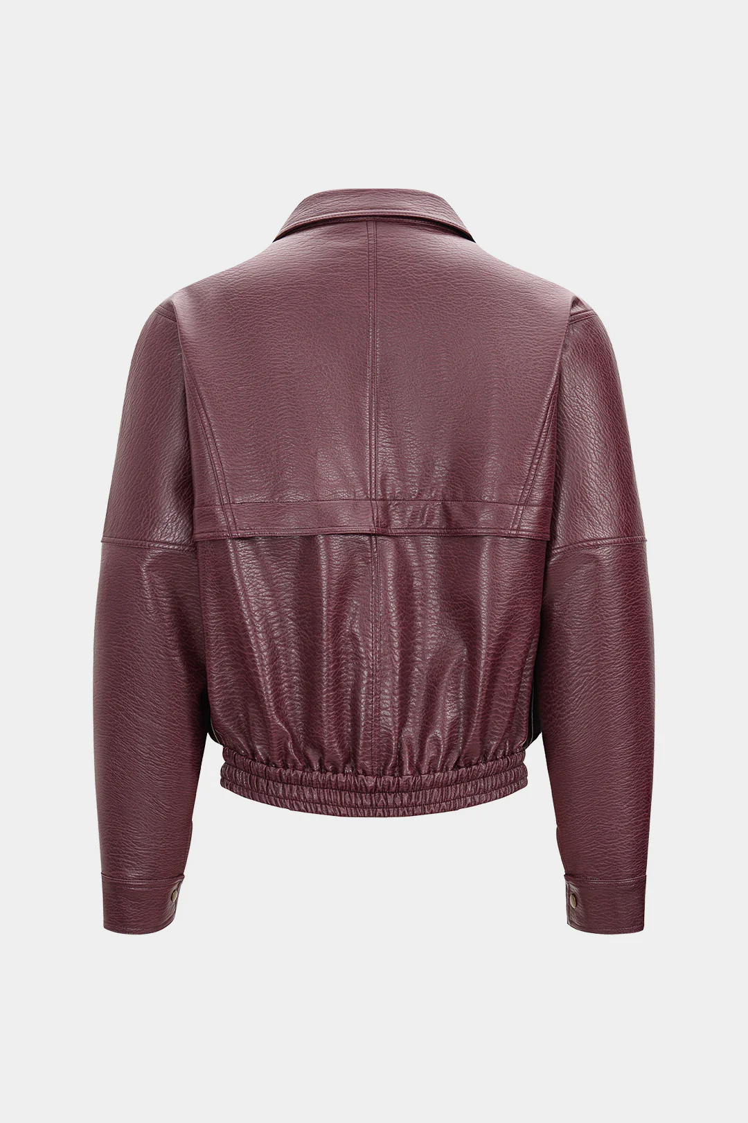 Faux Leather Texture Zipper Jacket - Weenar