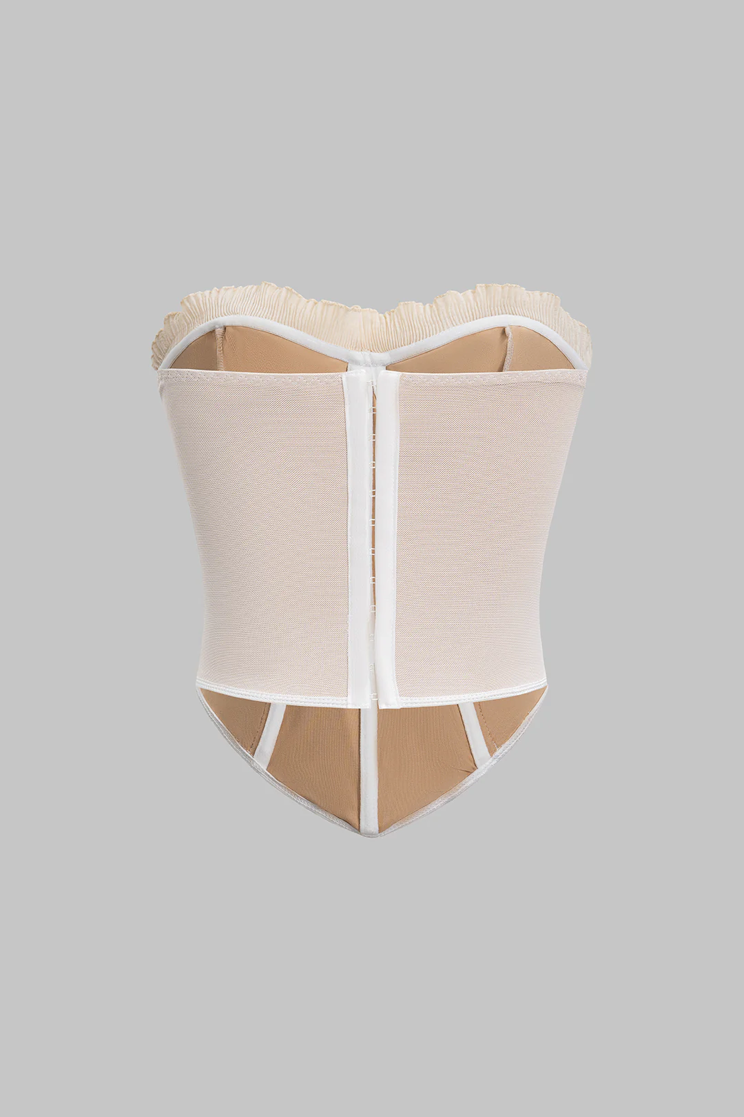 Mesh Embroidery Print Bow Tube Top - Weenar