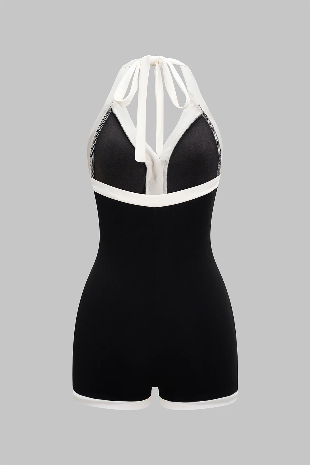 Halter Neck Backless Tie-Up Sleeveless Romper - Weenar