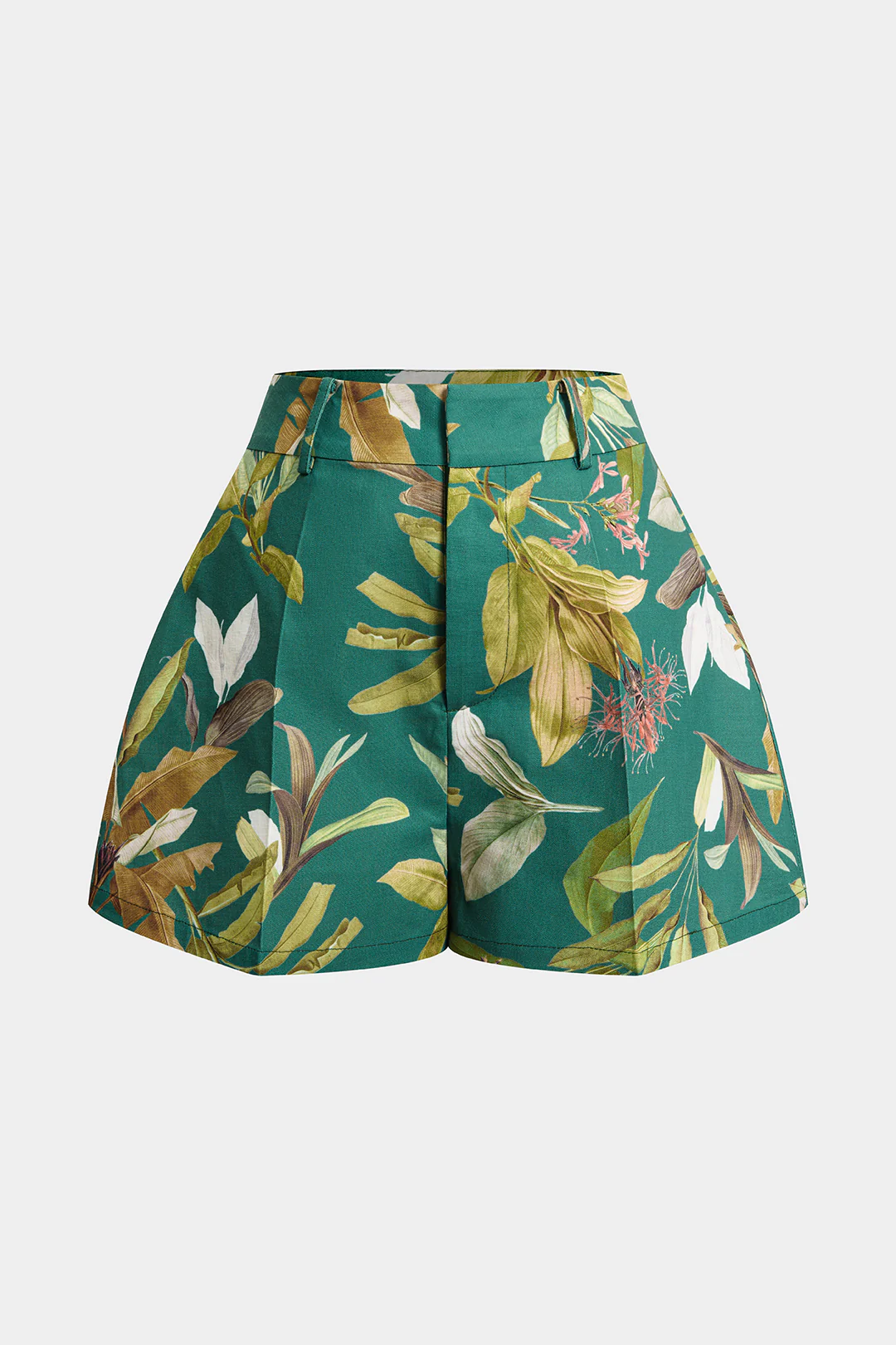 Leaves Print High Waist Wide Leg Shorts - Weenar