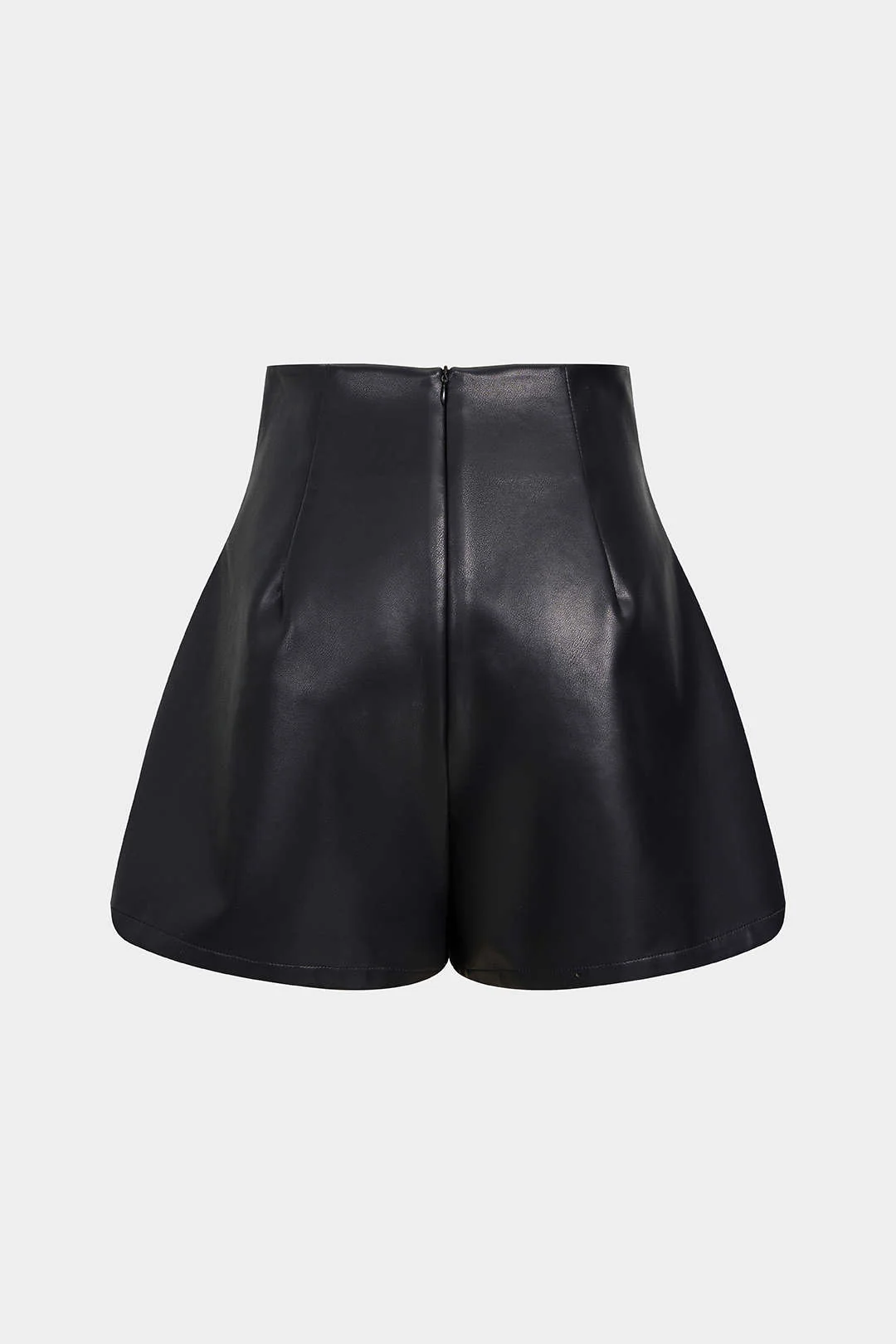Faux Leather Ruched Zipper Shorts - Weenar