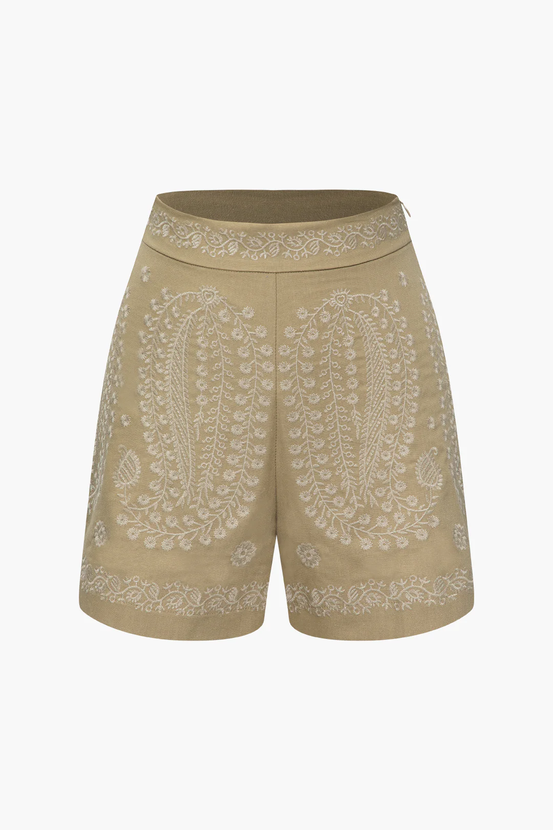 Embroidery Print High Waist Straight Leg Shorts - Weenar