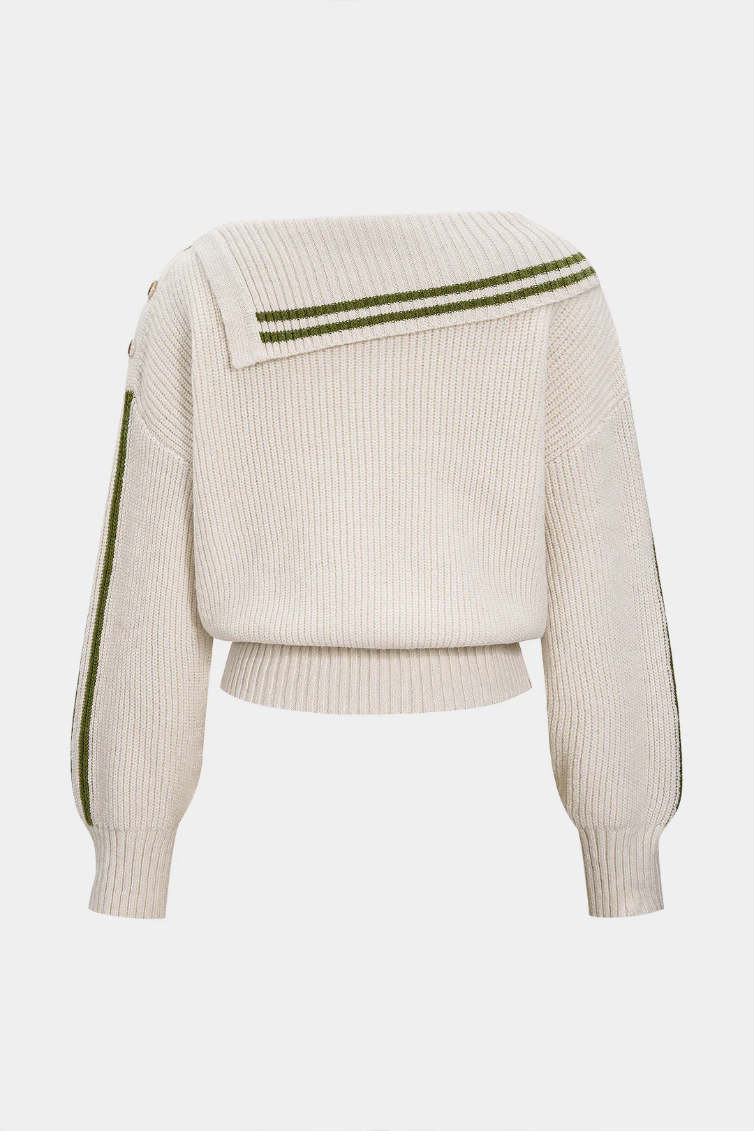Knit Contrast Binding Asymmetrical Ribbed Long-Sleeve Top - Weenar