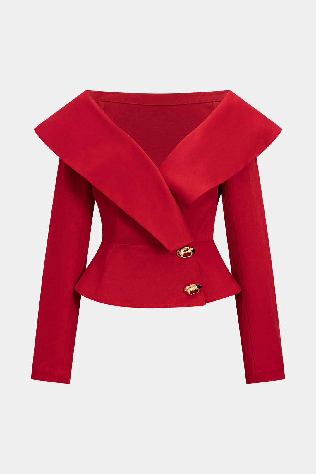 Asymmetrical Metallic Button Crossed Long-Sleeve Shirt - Weenar