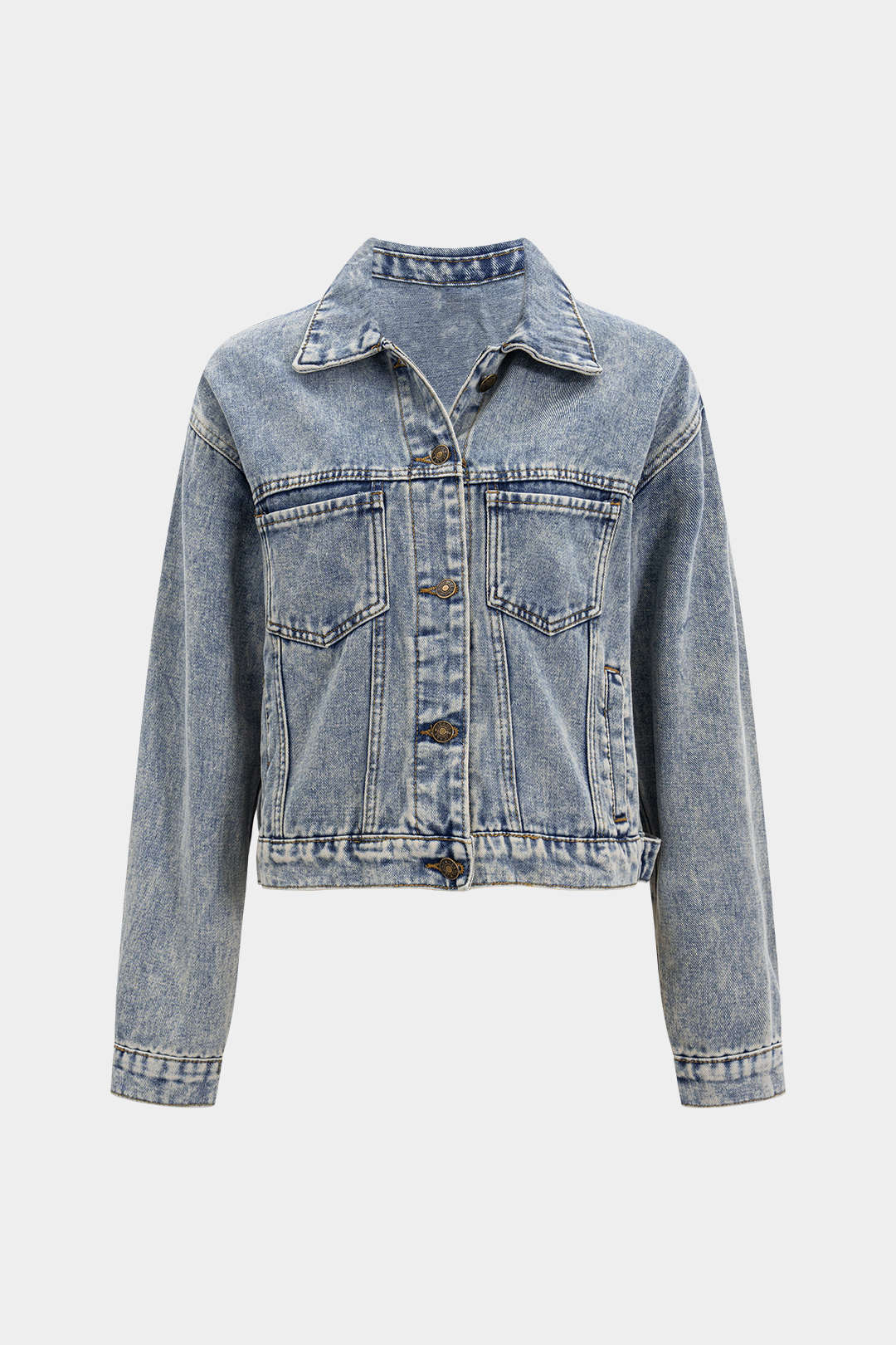 Denim Washed Button Pocket Outerwear - Weenar