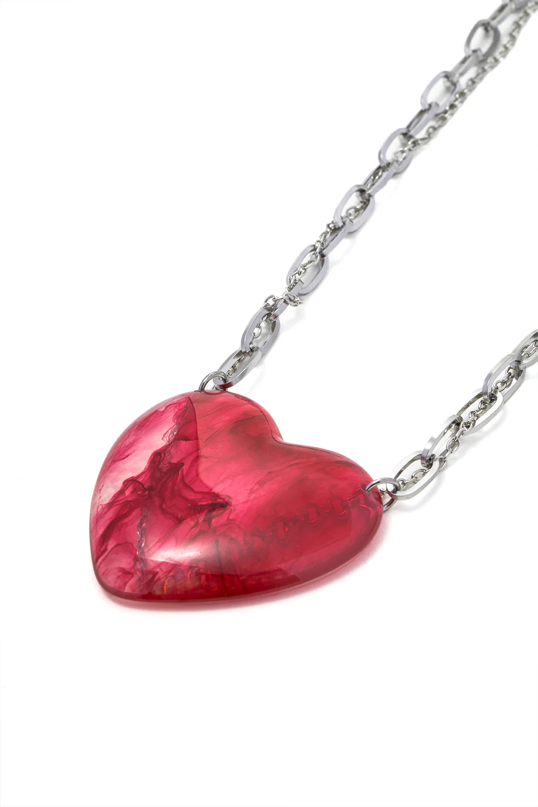 Silver Blood Red Heart Necklace - Weenar