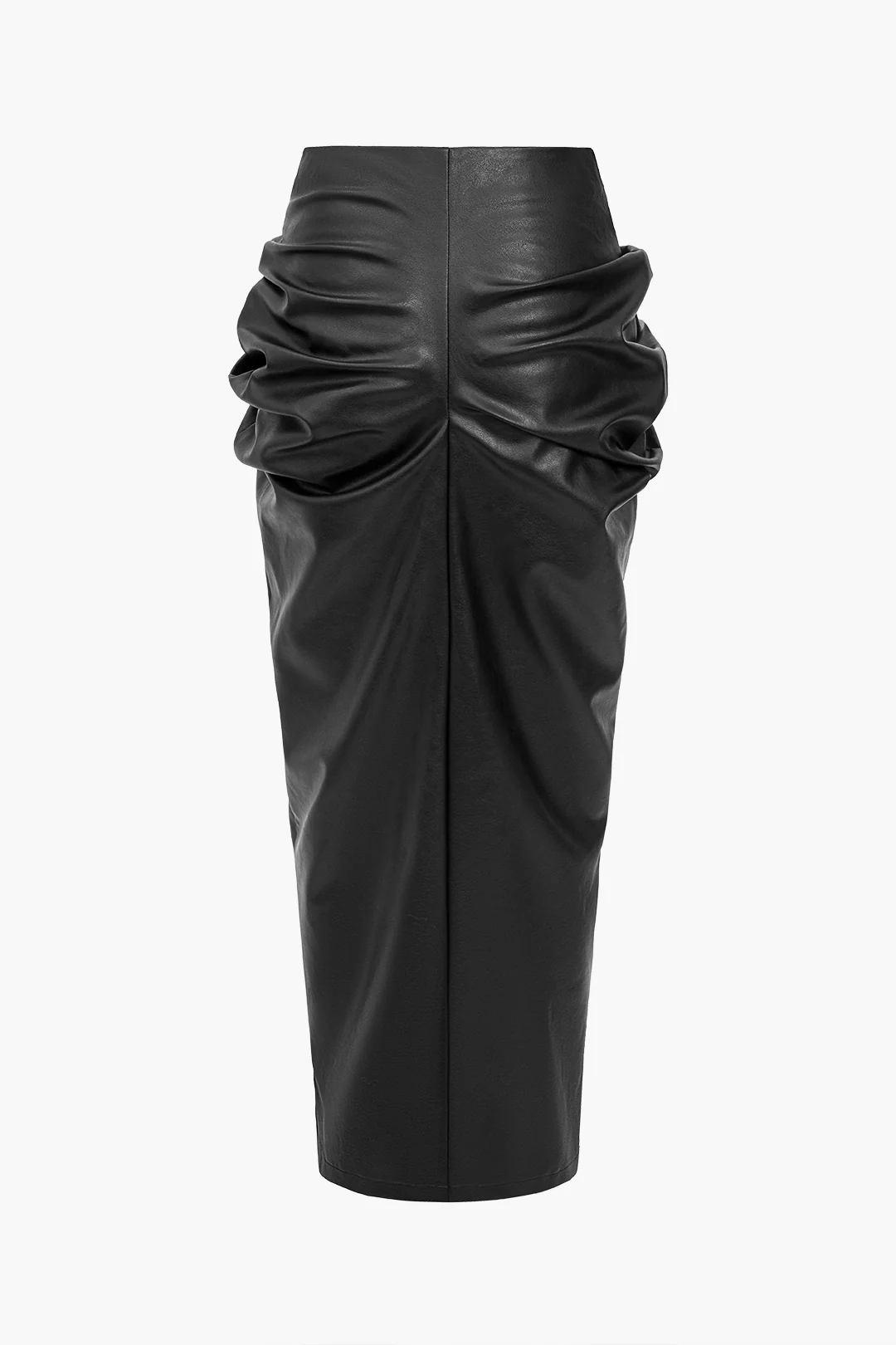 Faux Leather Ruched Skirt - Weenar
