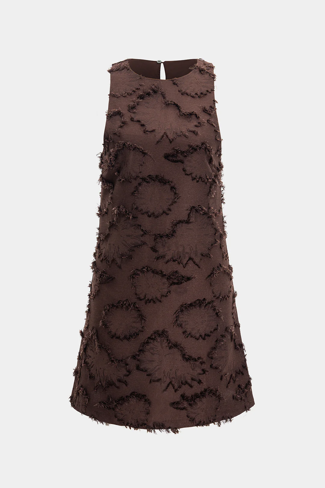 Knit Fringe Trim Sleeveless Dress - Weenar