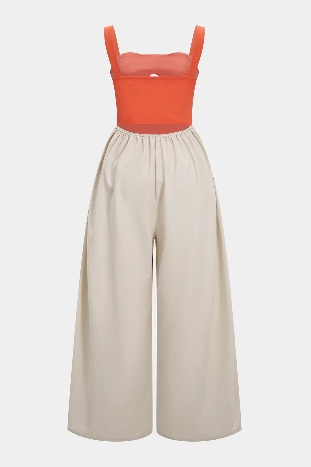 Contrast Cut Out Twist Knot Sleeveless Jumpsuit - Weenar