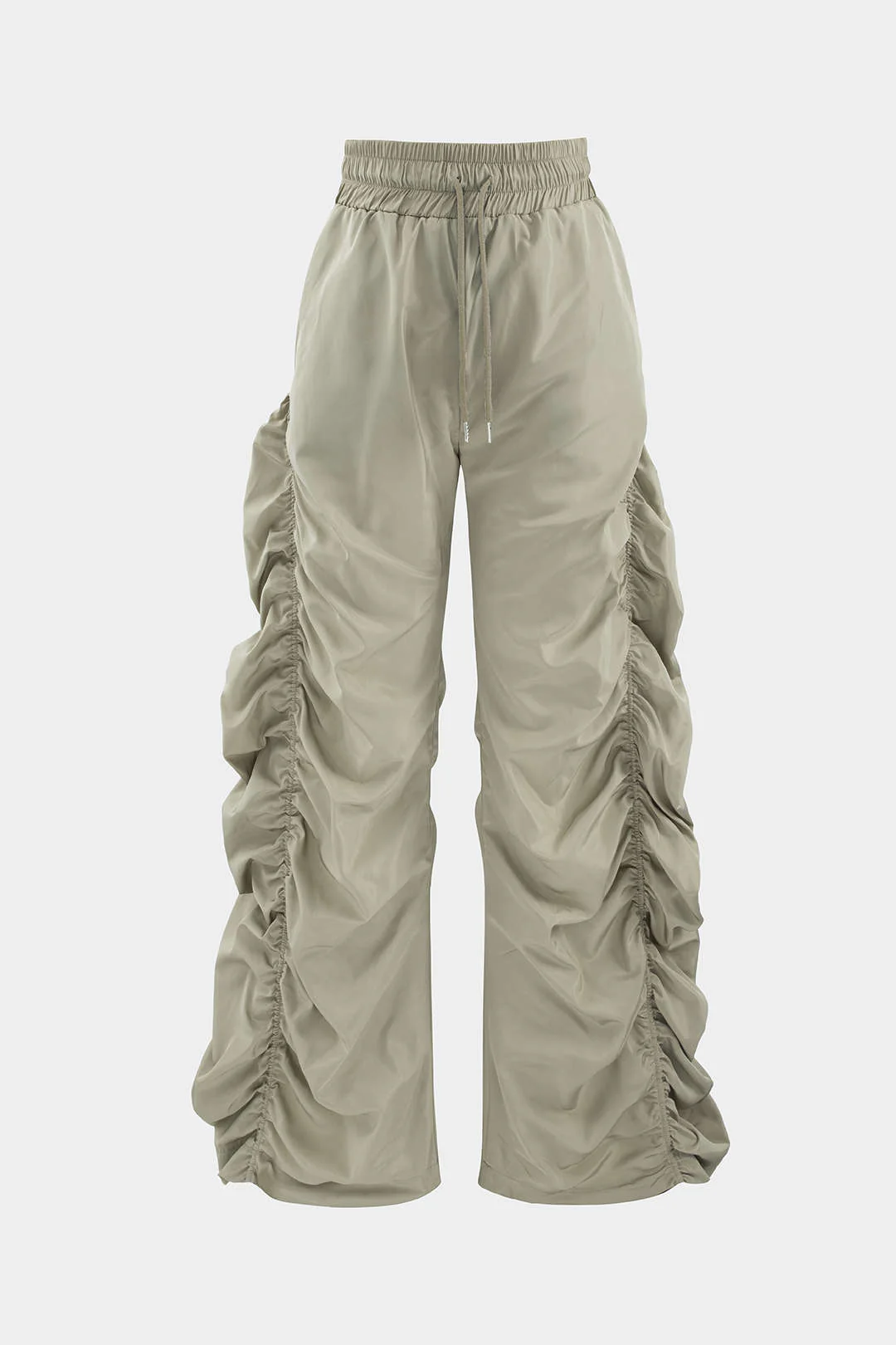 Gathered Drawstring Wide Leg Cargo Pants - Weenar