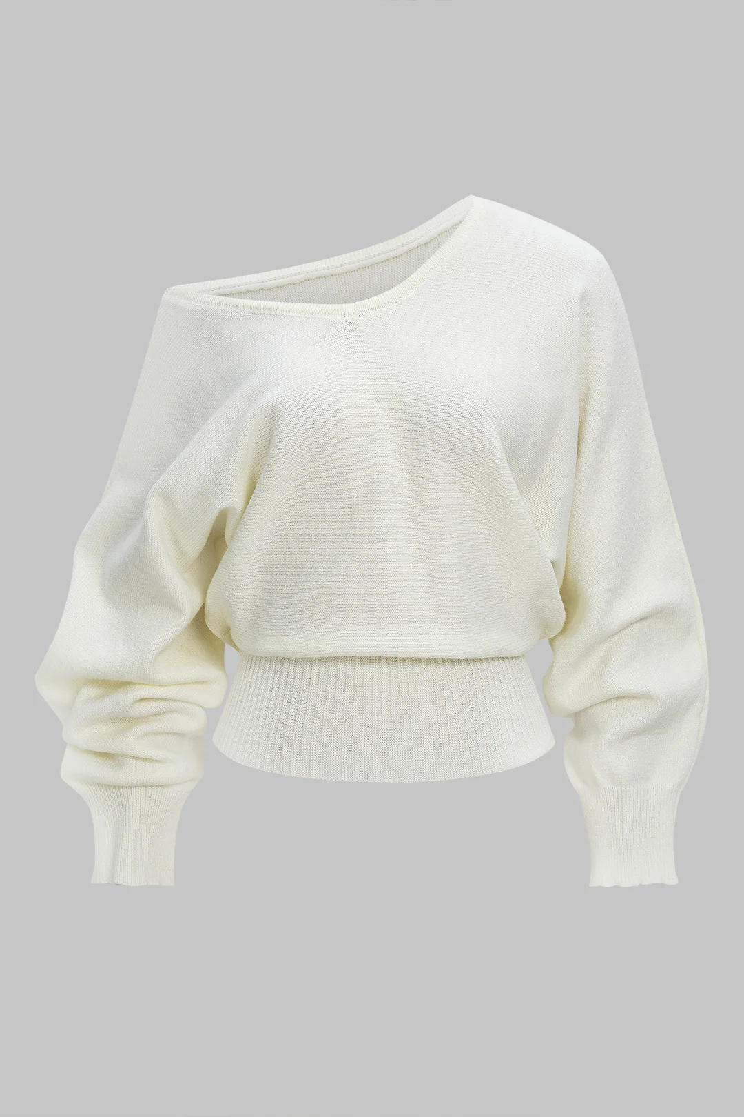 Knit One Shoulder Tie-Back Batwing Long-Sleeve Top - Weenar