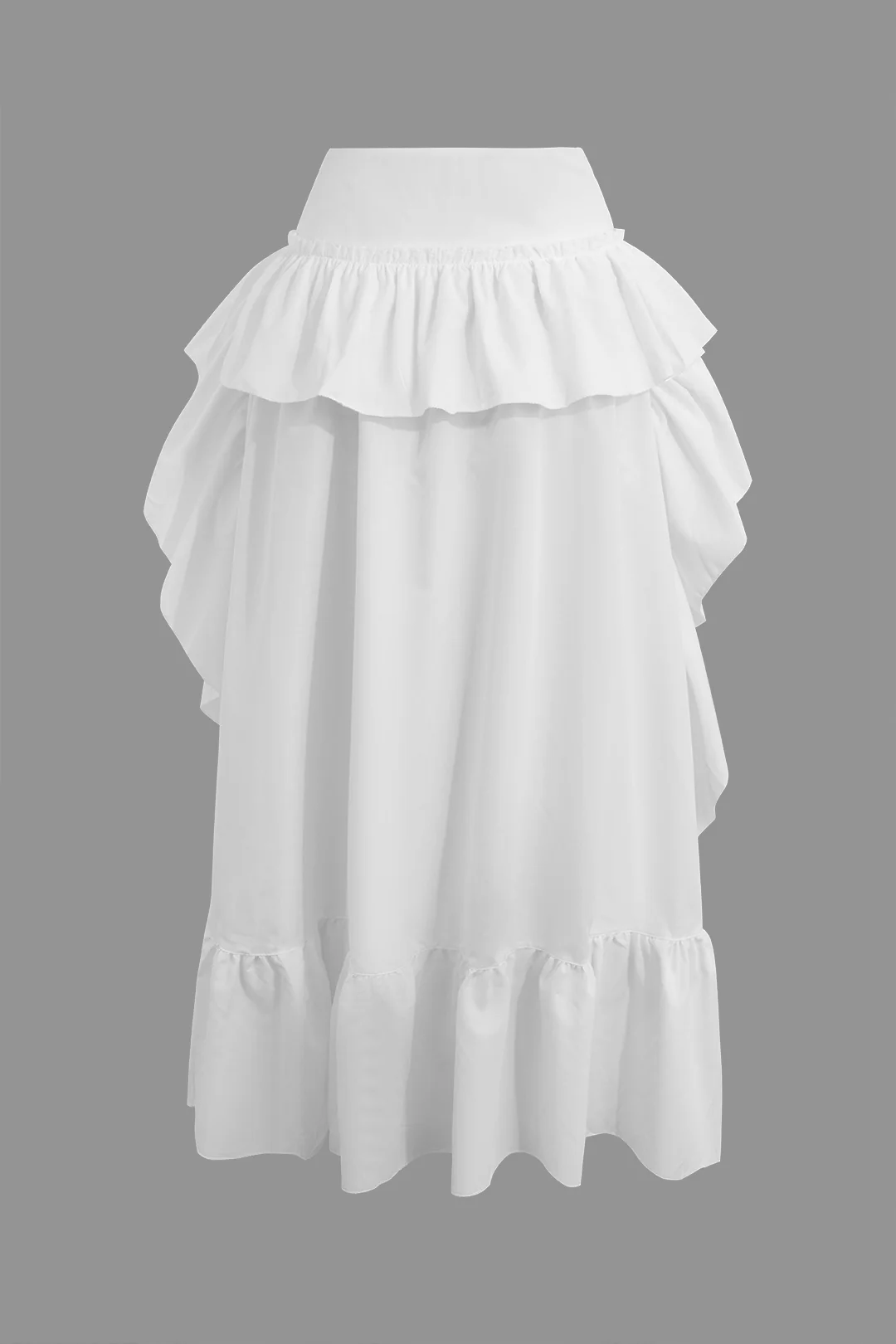 Ruched Ruffle Asymmetrical Skirt - Weenar