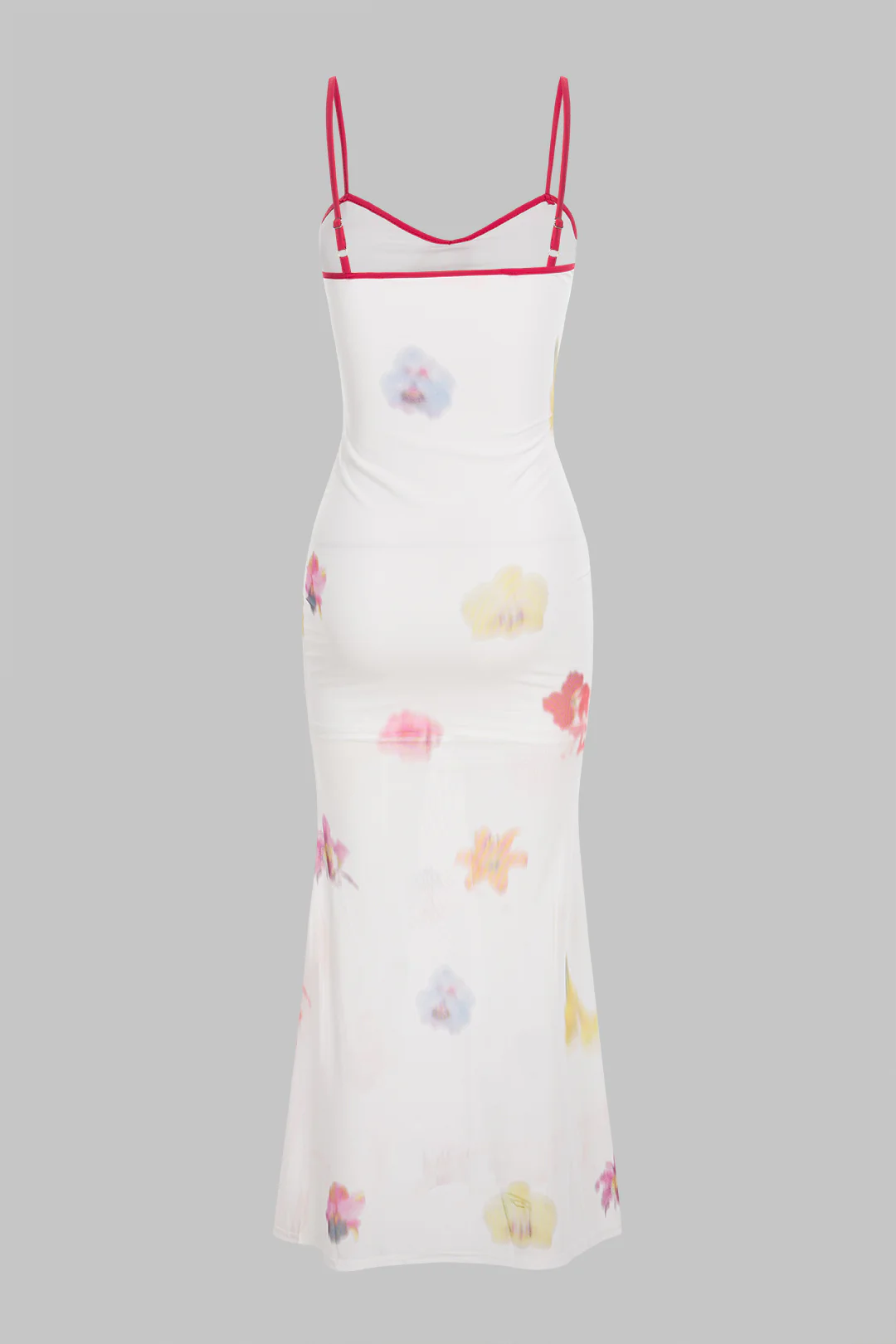 Contrast Floral Print Mesh Tie-Up Sleeveless Maxi Dress - Weenar