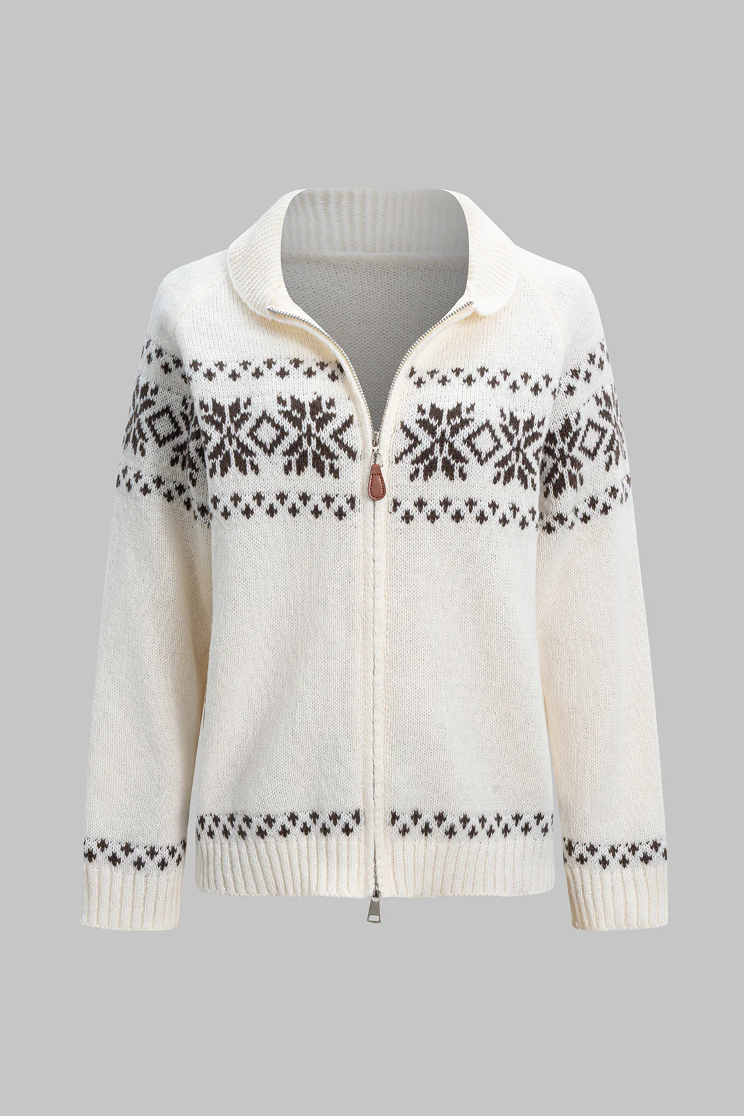 Knit Zipper Long Sleeve Cardigan - Weenar