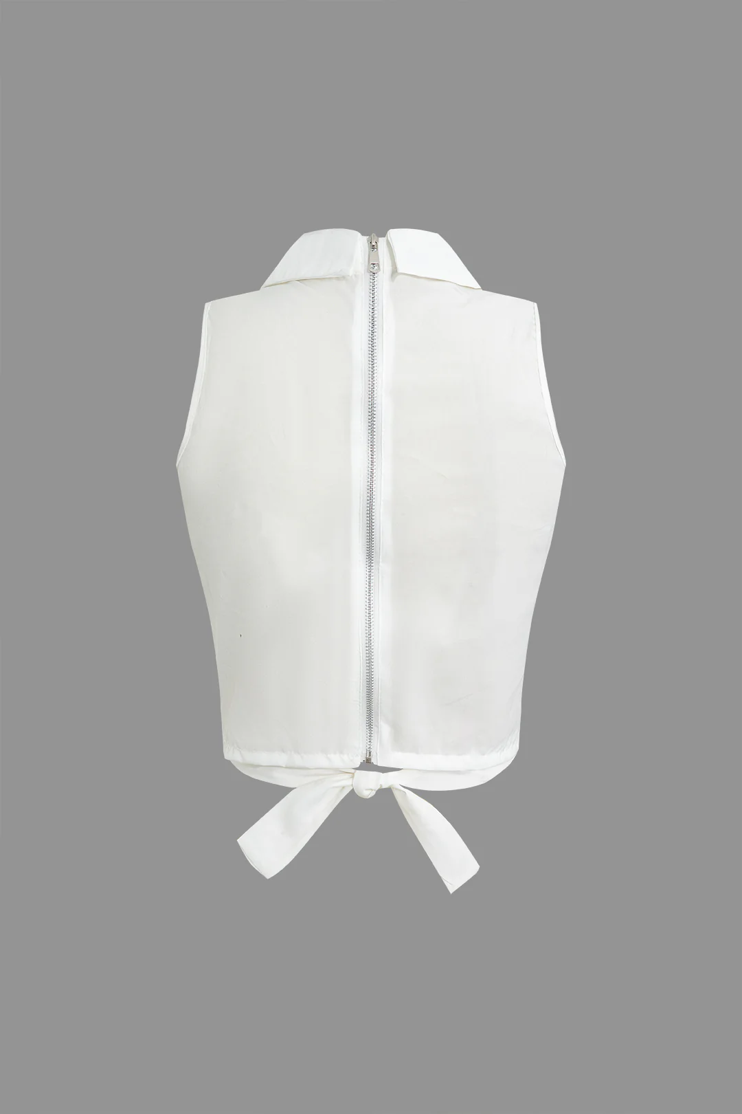 Cut Out Twist Knot Zipper Sleeveless Shirt - Weenar