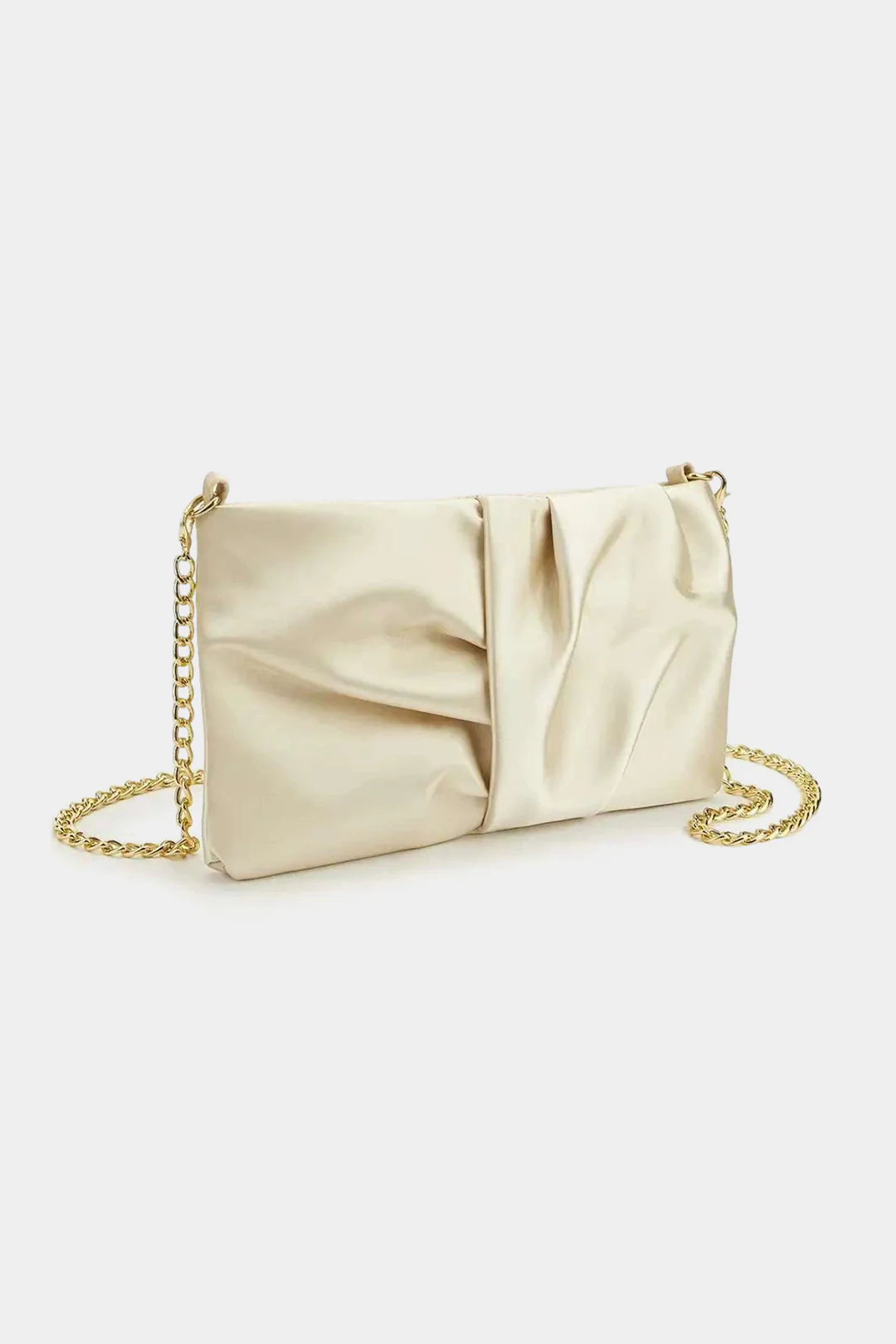 Metallic Chain Ruched Tote Bag - Weenar
