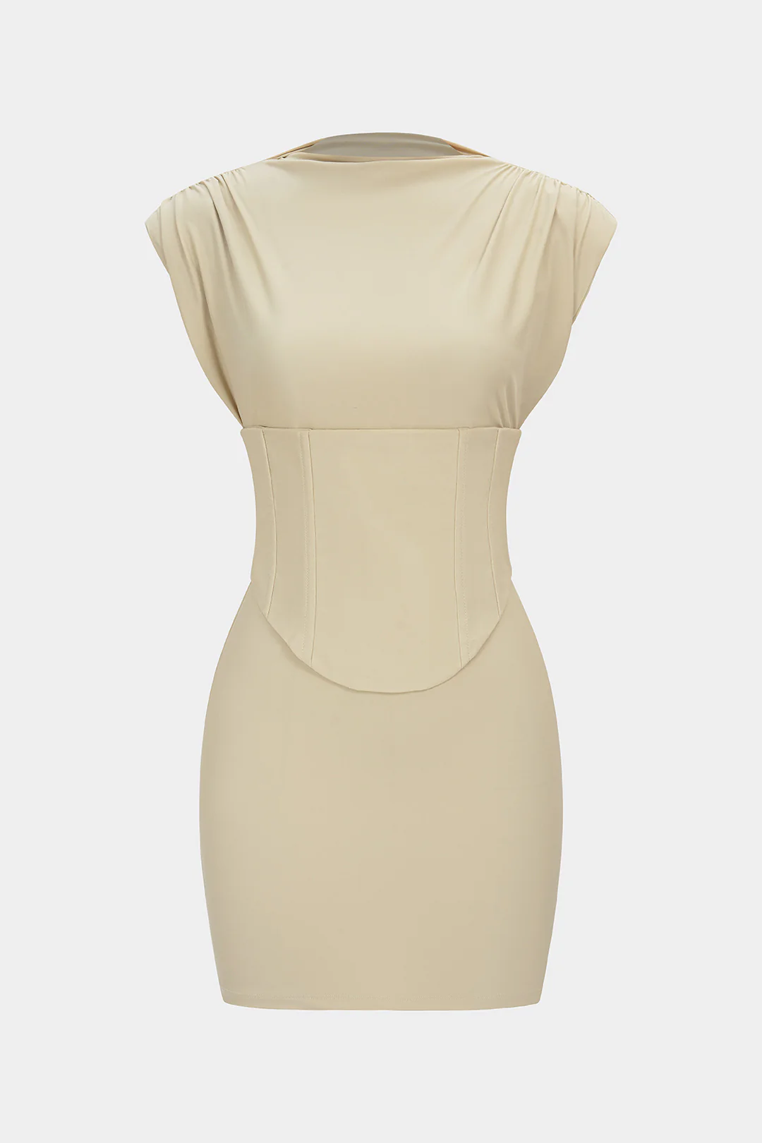 Belted Tie Back Shoulder Pads Sleeveless Mini Dress - Weenar