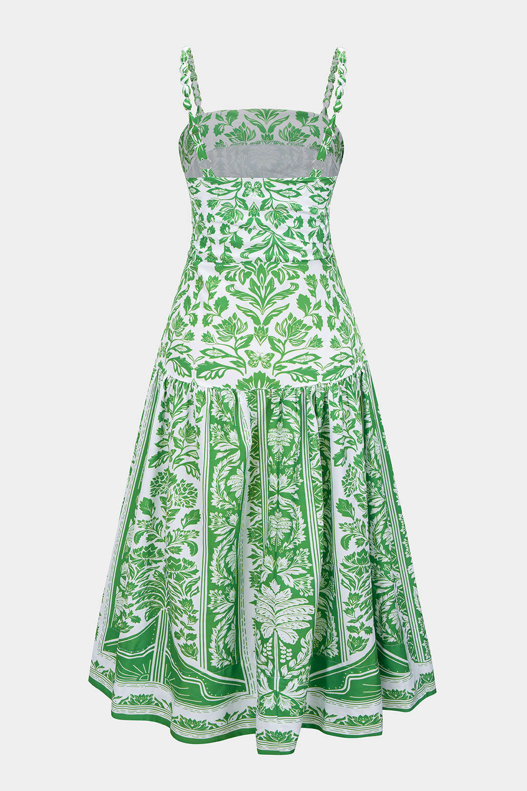 Leaves Print Ruched Sleeveless Maxi Dress - Weenar
