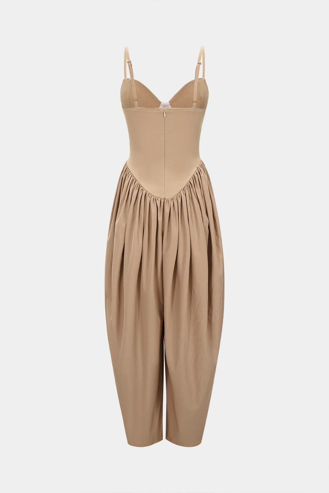 Solid Corset Ruched Slip Sleeveless Jumpsuit - Weenar