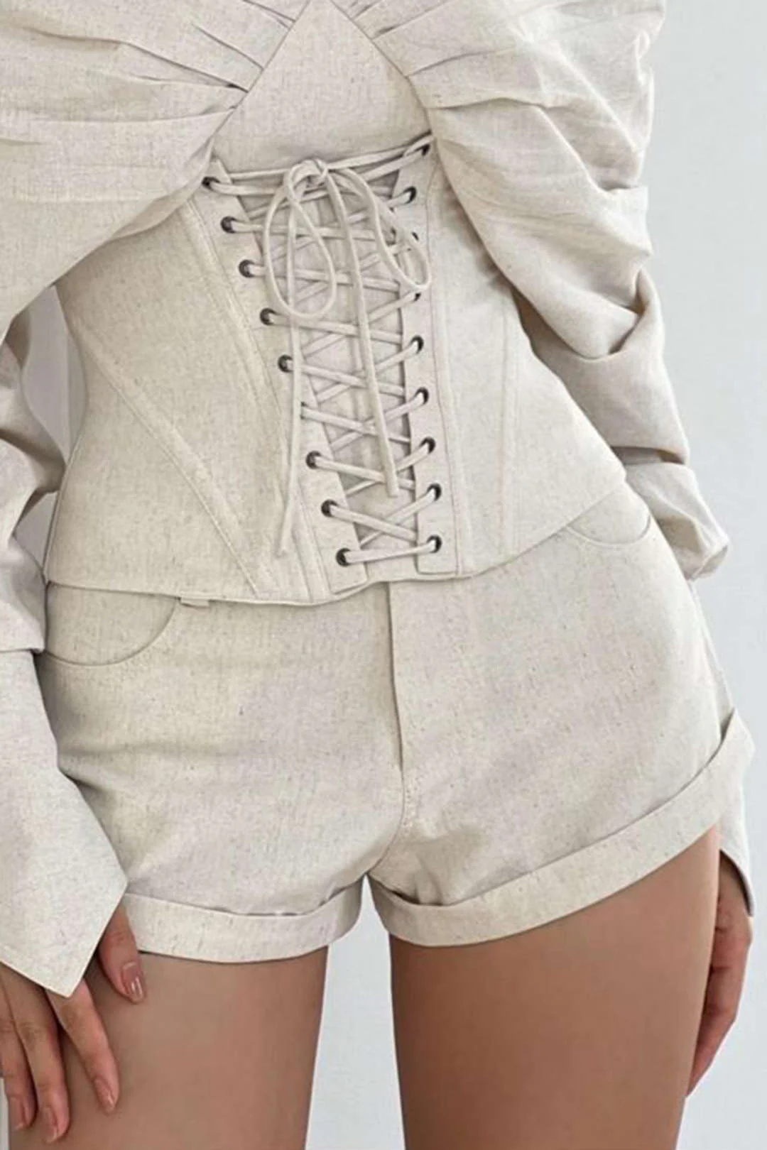 Linen Elastic Waisted Shorts - Weenar