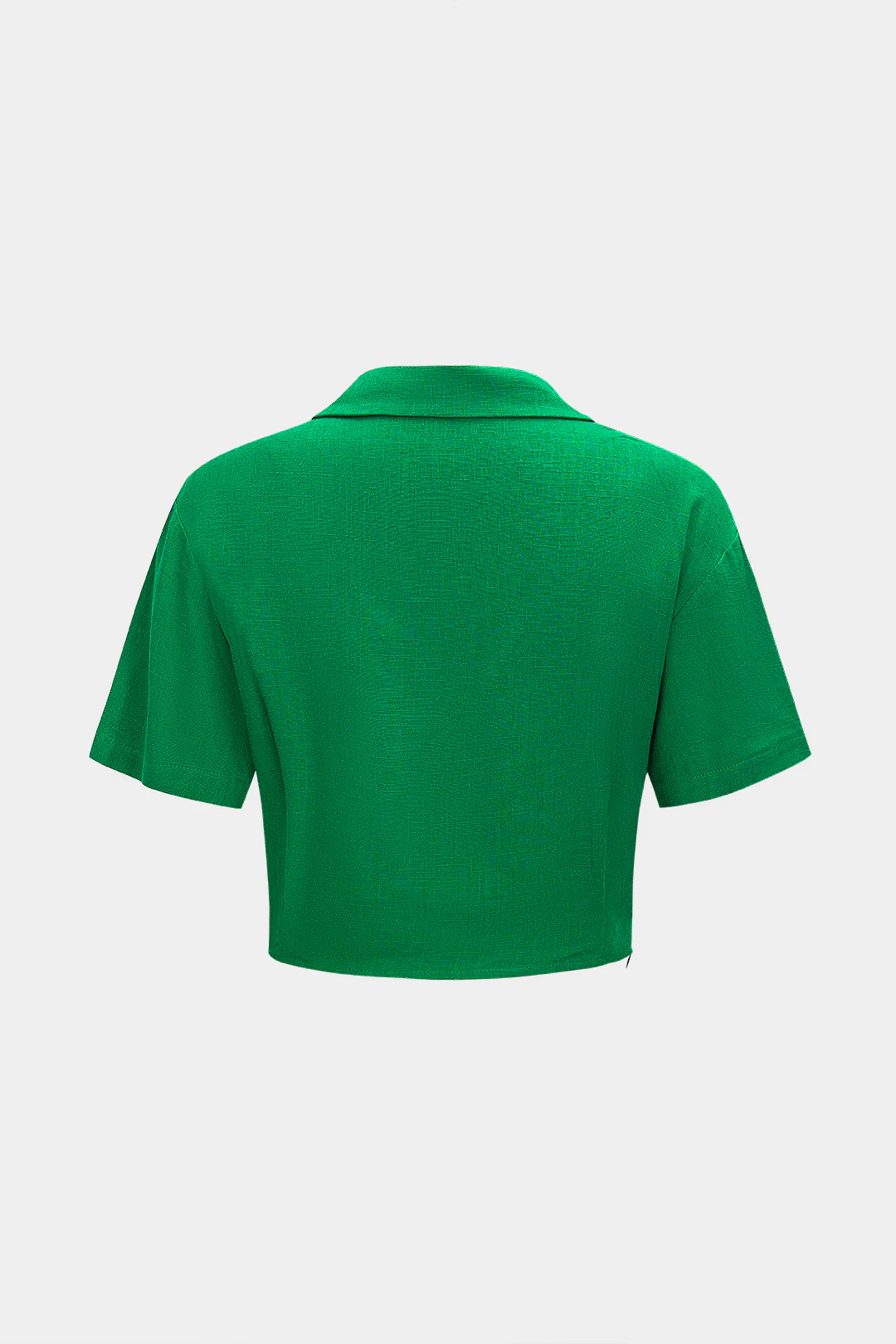 Linen Asymmetrical Ruched V-Neck Short-Sleeve Shirt - Weenar