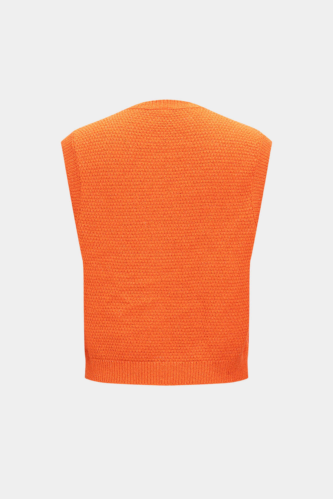 Knit Round Neck Metallic Button Vest - Weenar