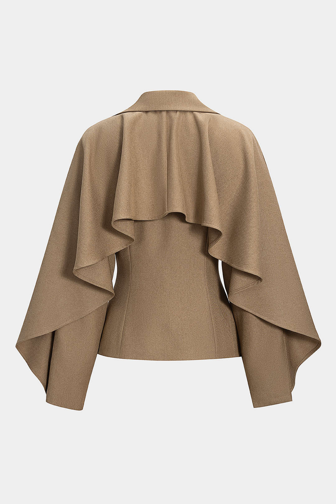 Button Ruffle Ruched Notched Lapel Jacket - Weenar