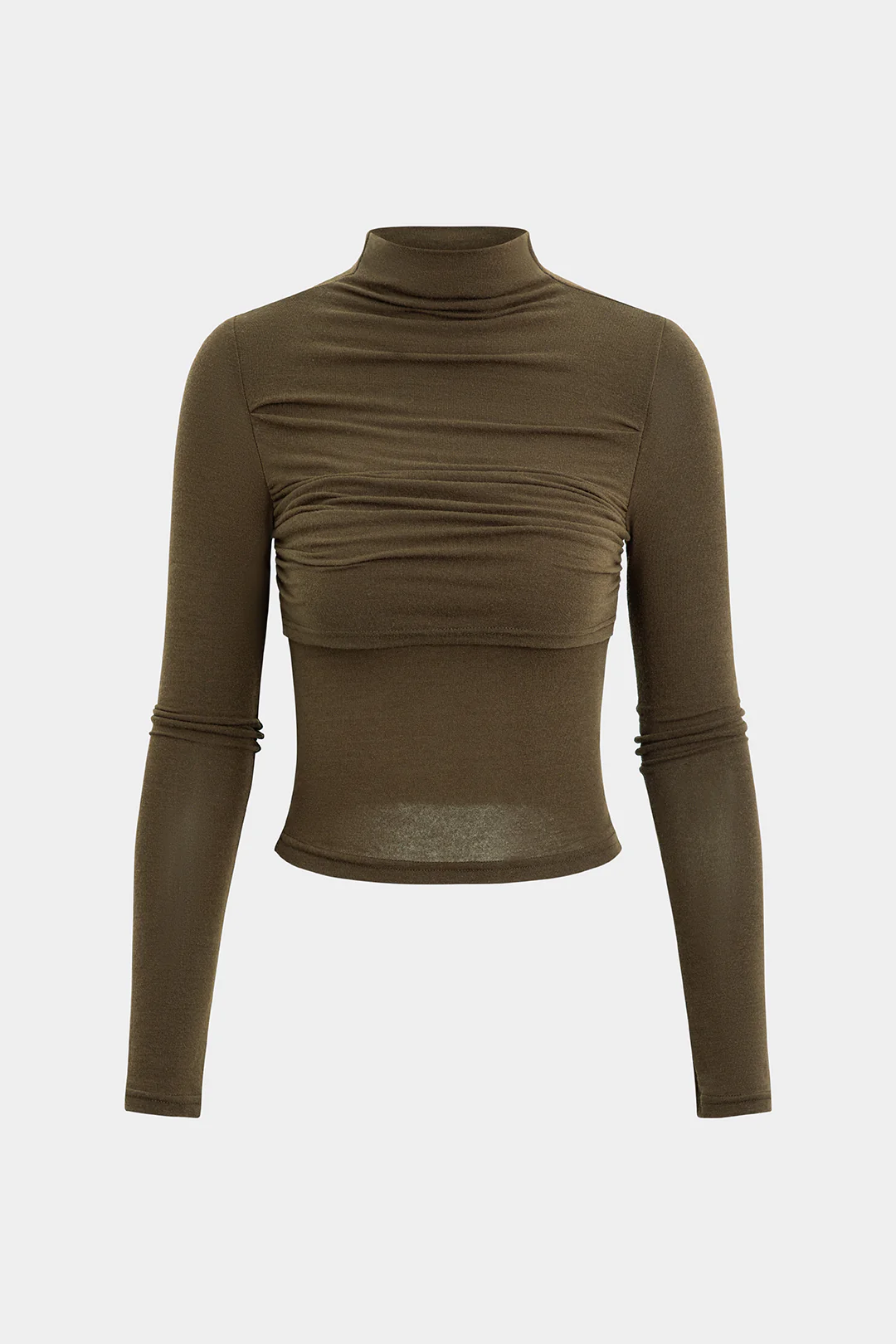 Mock Neck Ruched Long-Sleeve Top - Weenar