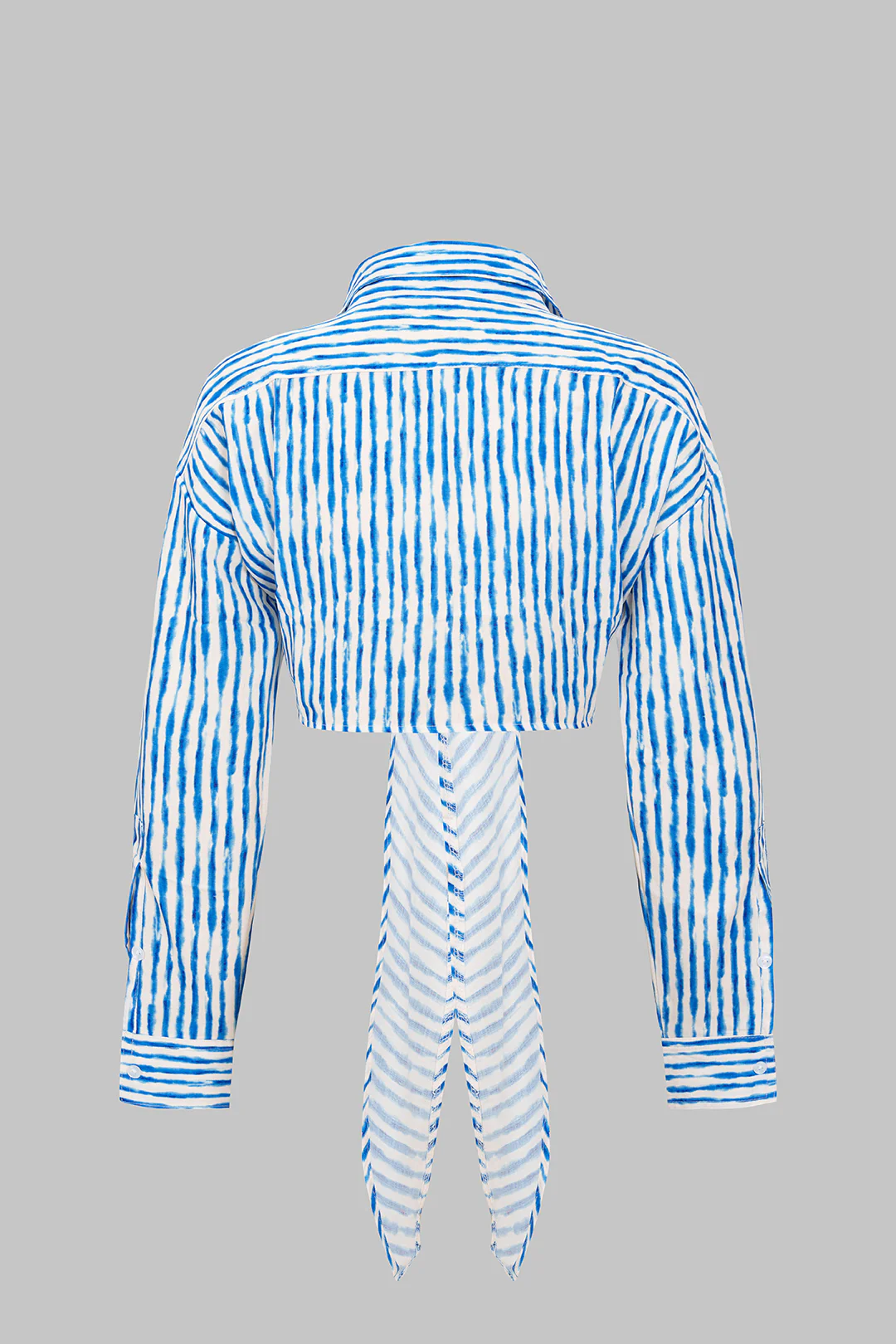 Stripes Print Button Tie Up Long Sleeve Shirt - Weenar