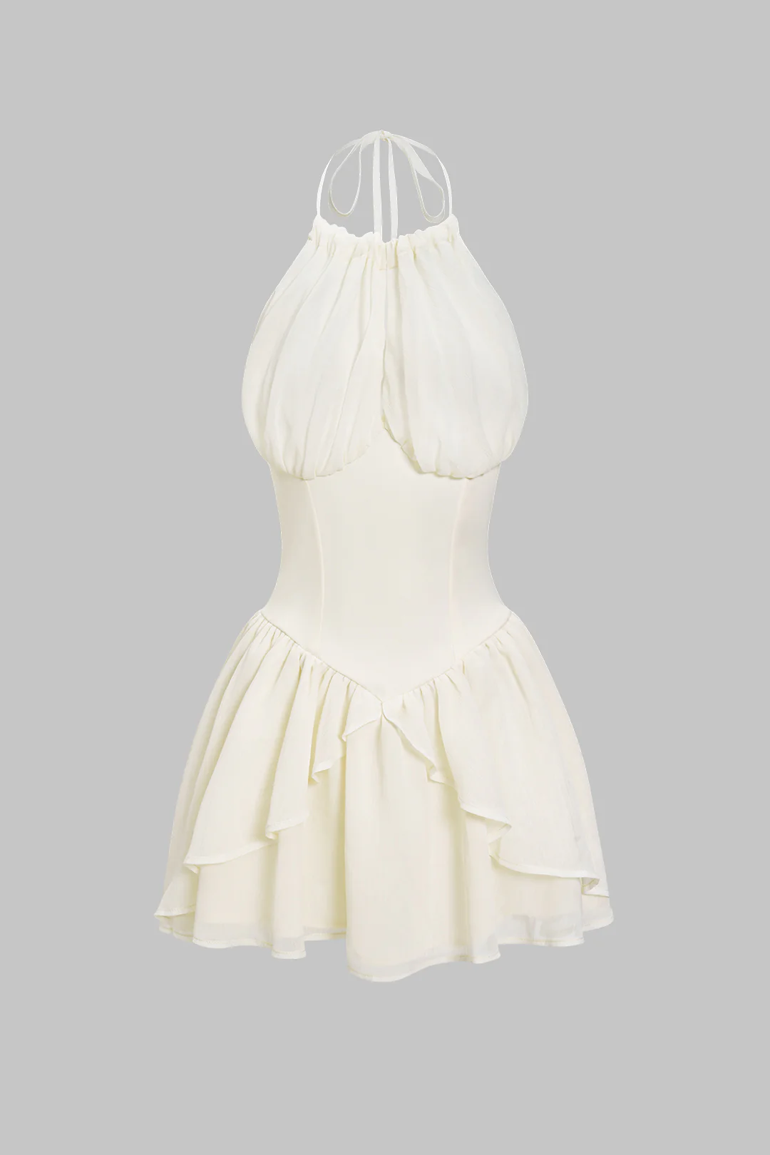 Chiffon Tie-Up Halter Neck Backless Sleeveless Mini Dress - Weenar