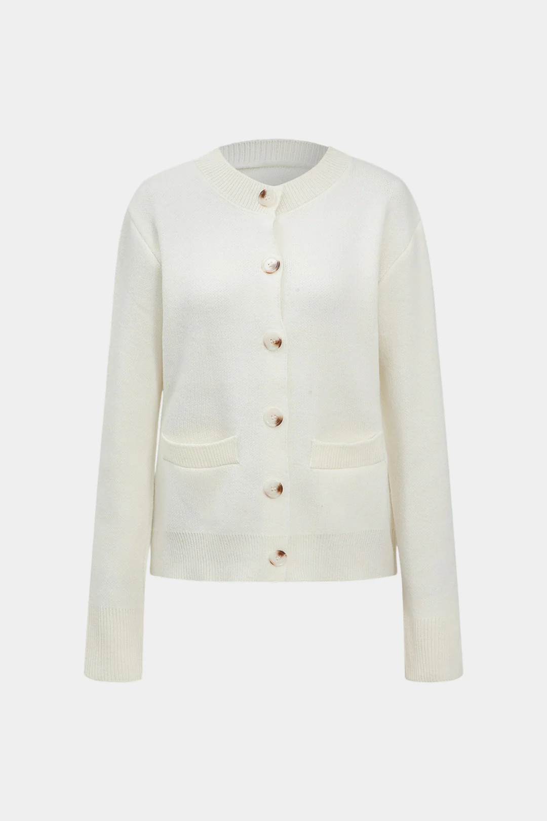 Knit Button Long-Sleeve Top - Weenar