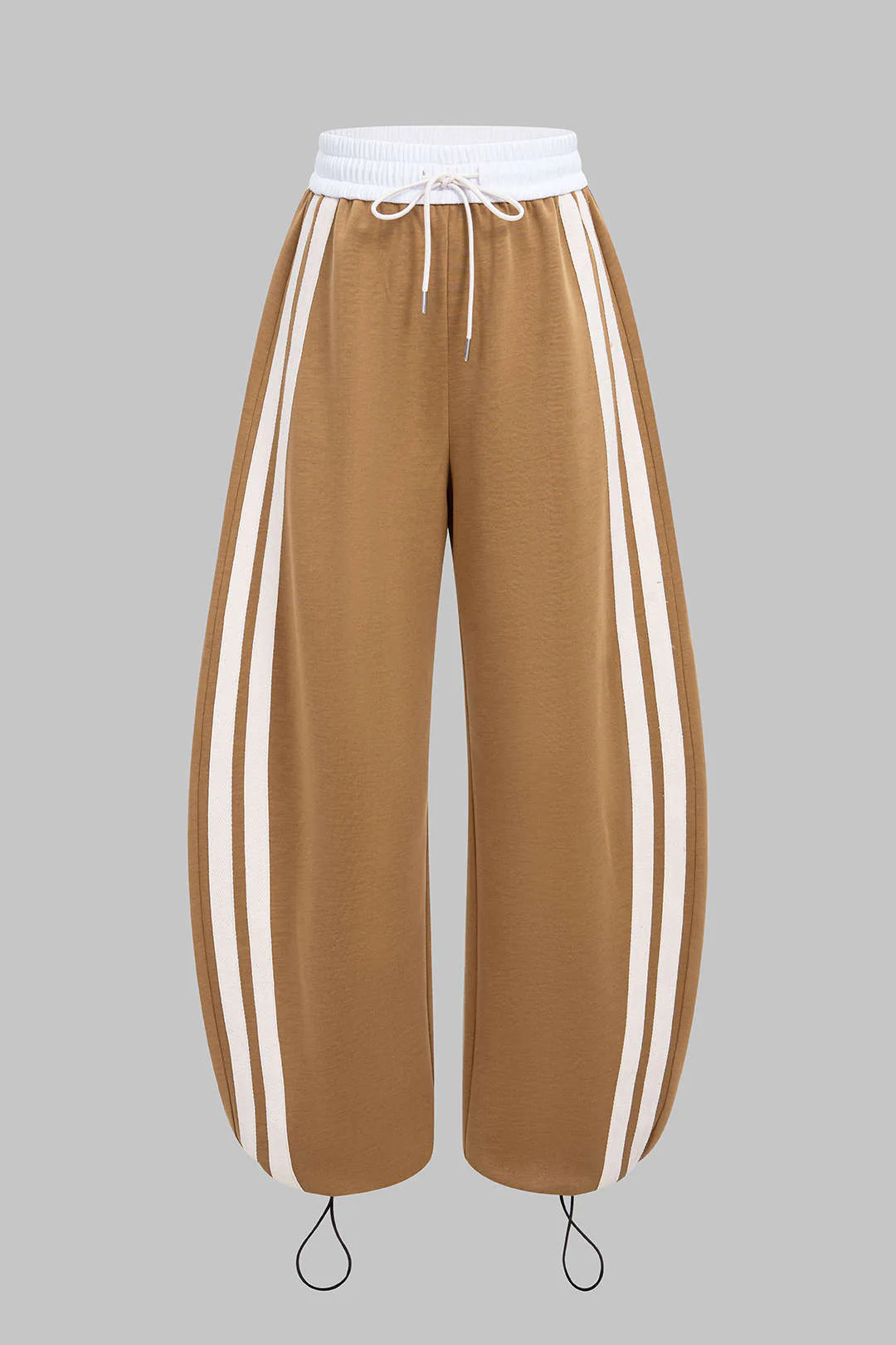 Contrast Side Stripes Drawstring Shirred Waistband Pants - Weenar