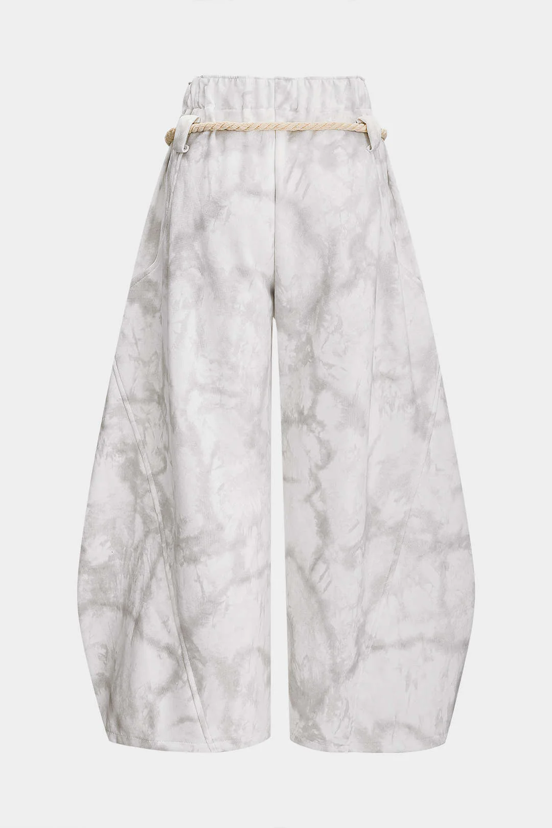 Marble Tie Dye Print Tie-Up Wide Leg Trousers - Weenar