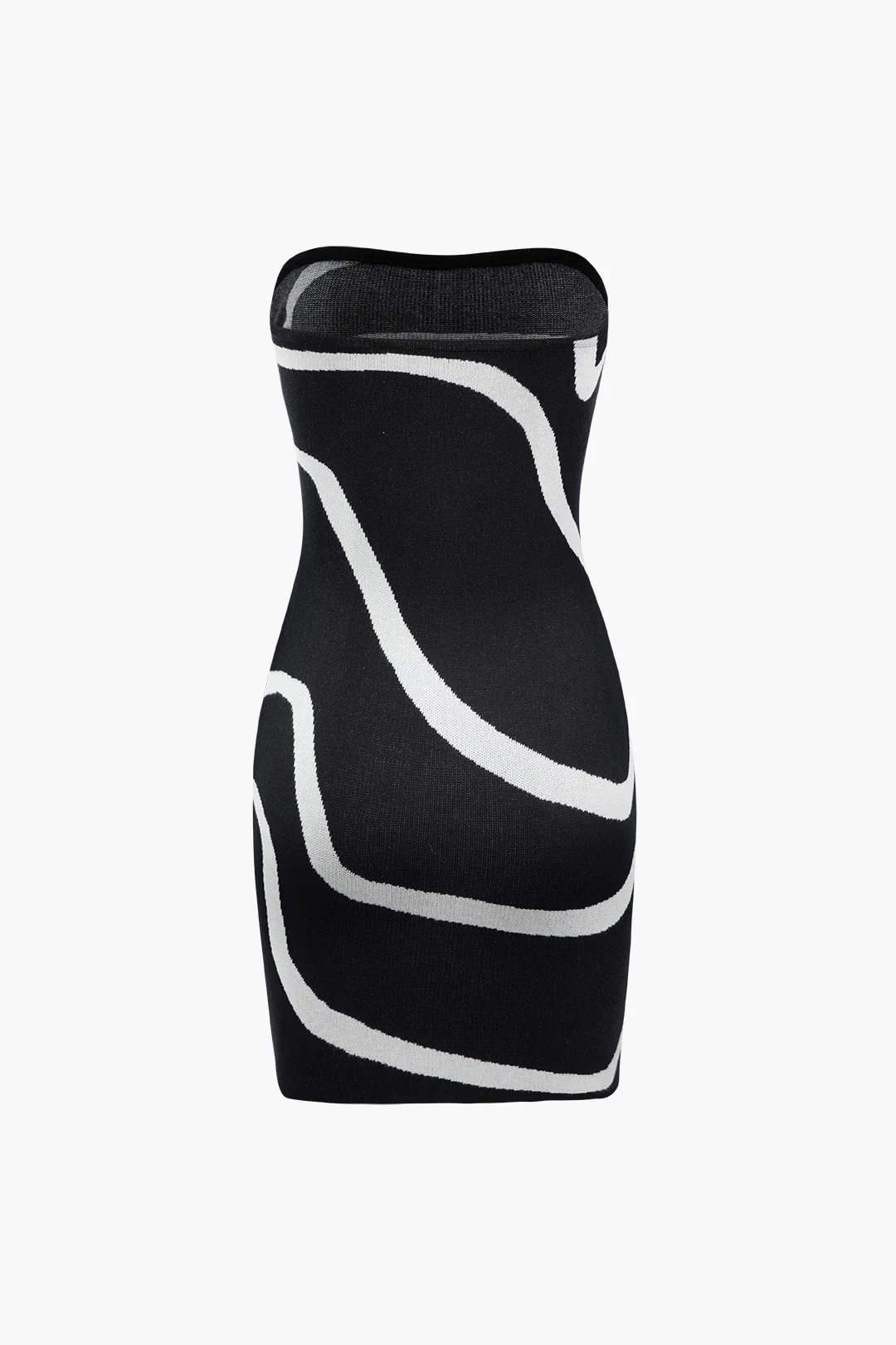 Knit Wave Stripes Print Sleeveless Dress - Weenar
