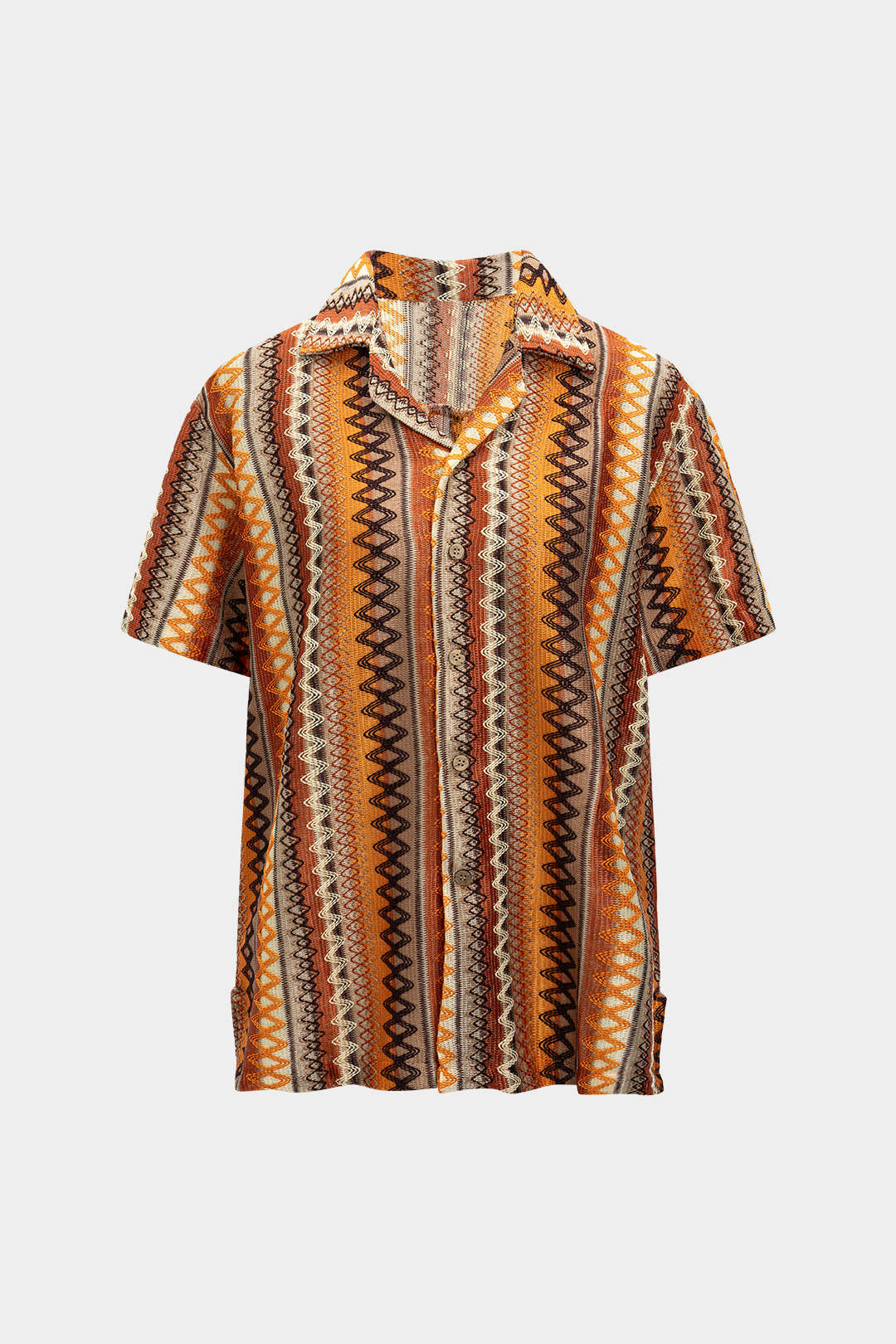 Stripes Print Lapel Short-Sleeve Shirt - Weenar
