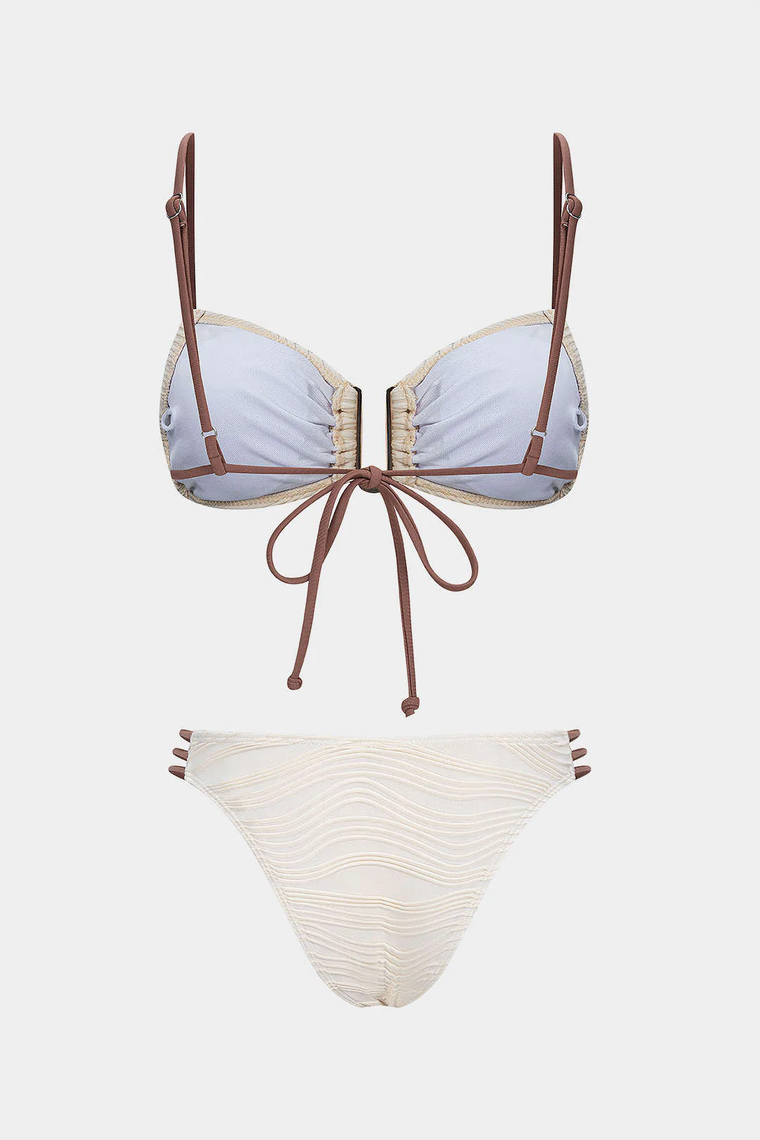 Contrast Tie-Up Bikini Set - Weenar
