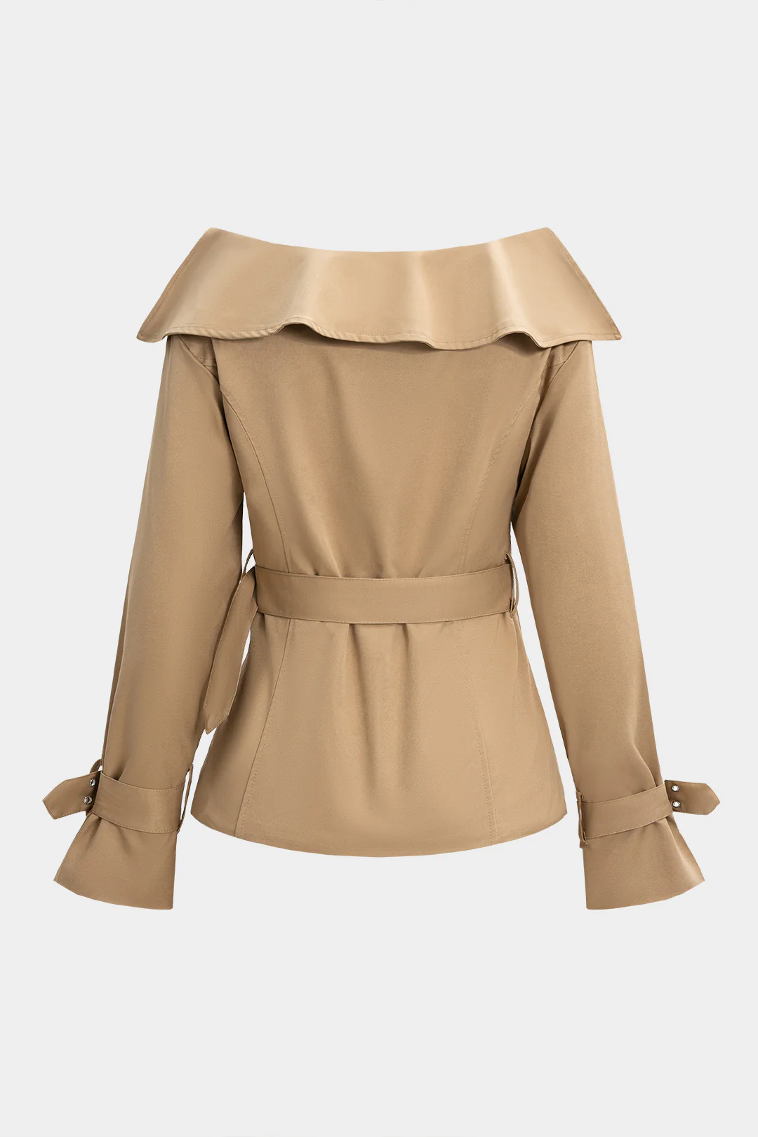 Double Breasted Button Belted Jacket - Weenar
