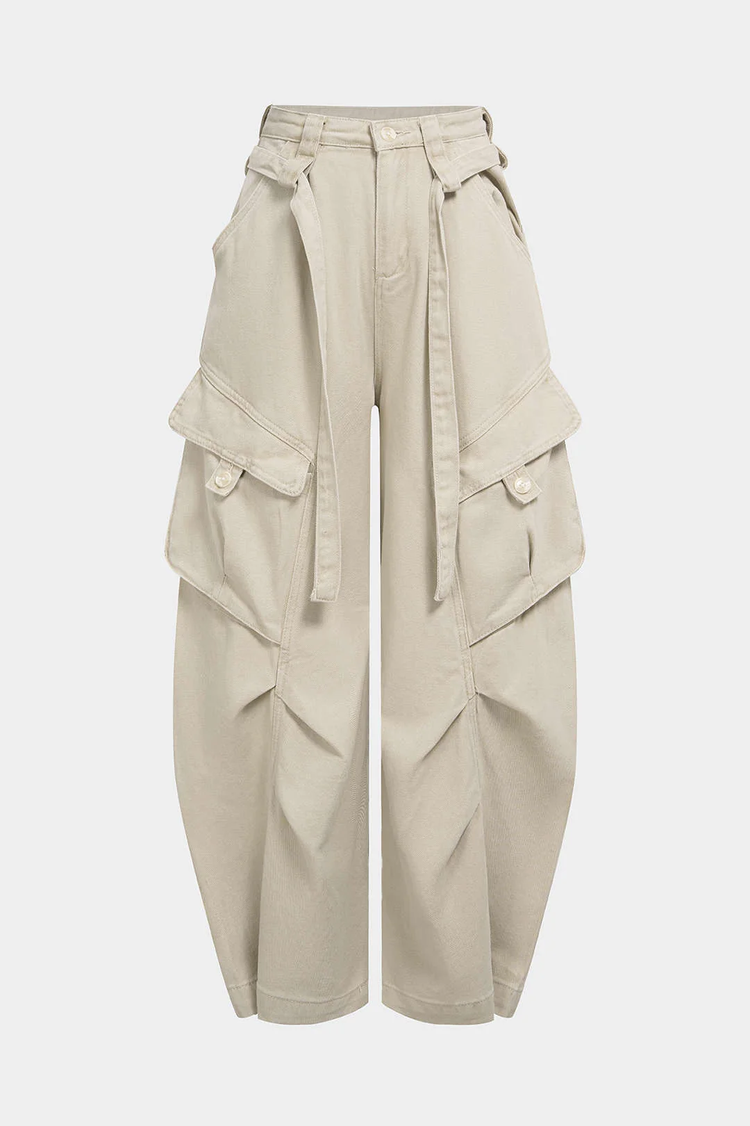 Denim Pocket Belted Wide Leg Jeans - Weenar