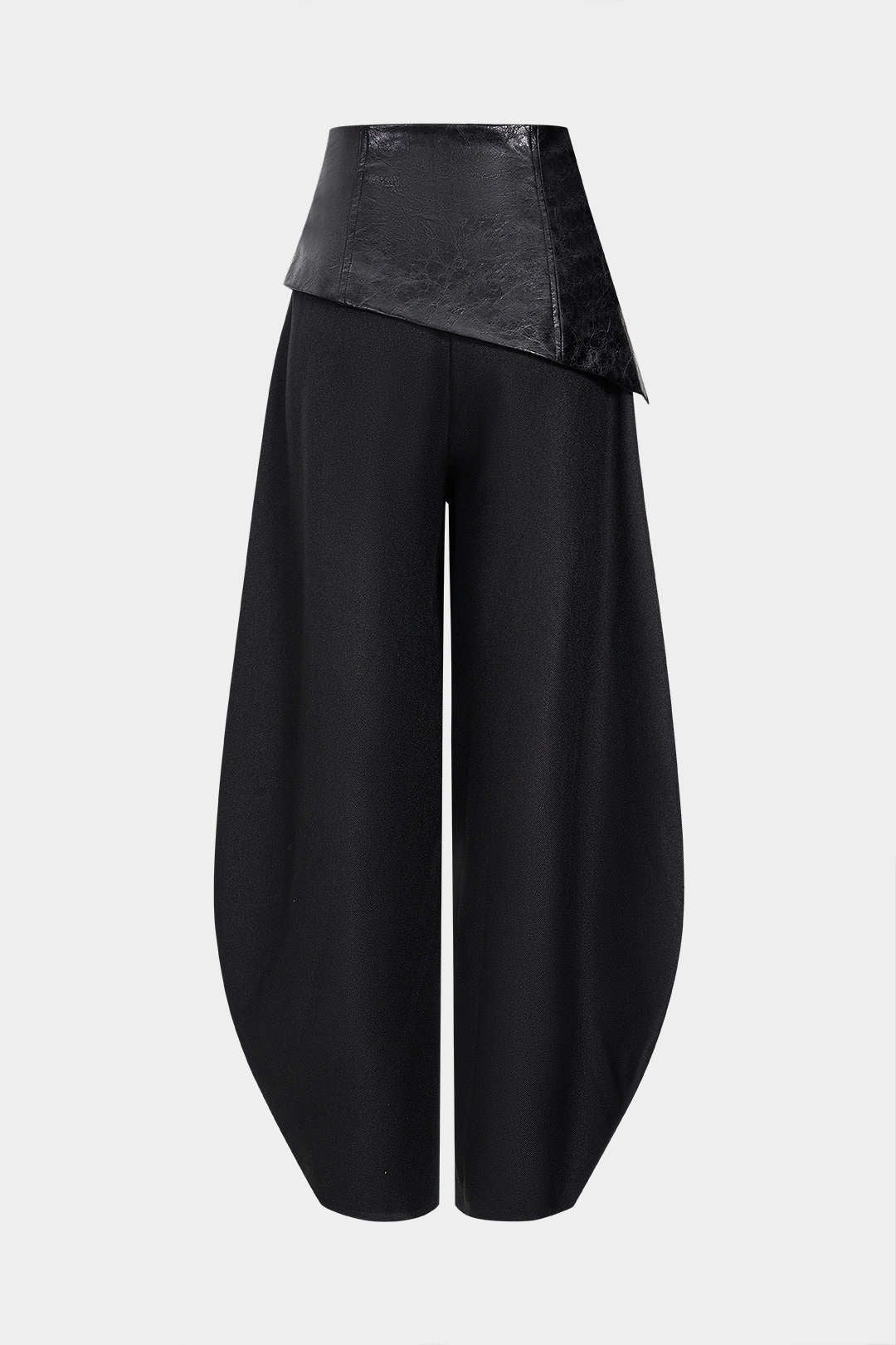 Faux Leather Metallic Asymmetrical Patchwork Trousers - Weenar