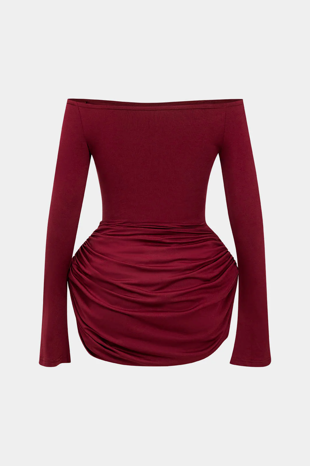 Ruched Off Shoulder Mini Dress - Weenar