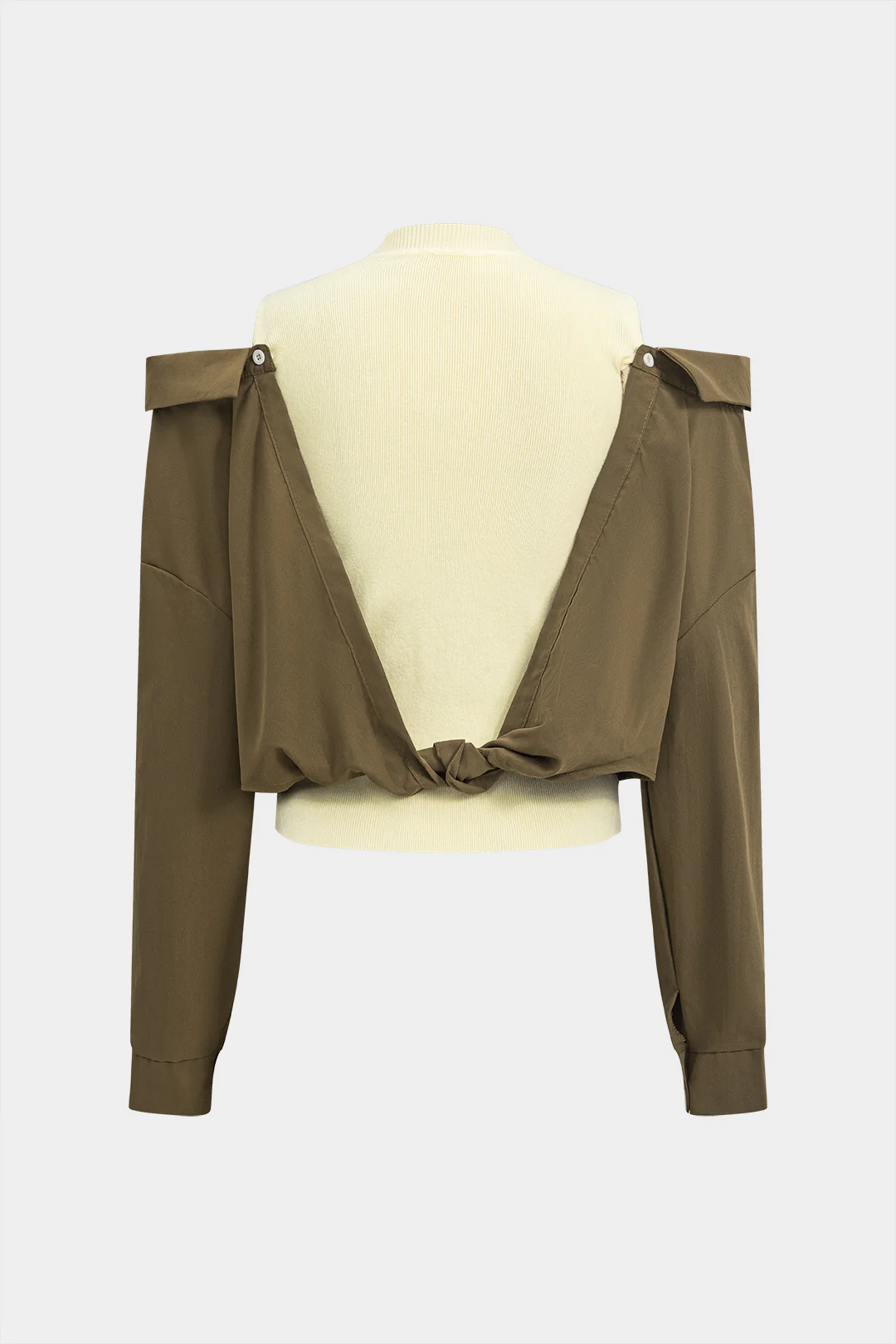 Contrast Patchwork Long-Sleeve Shirt - Weenar