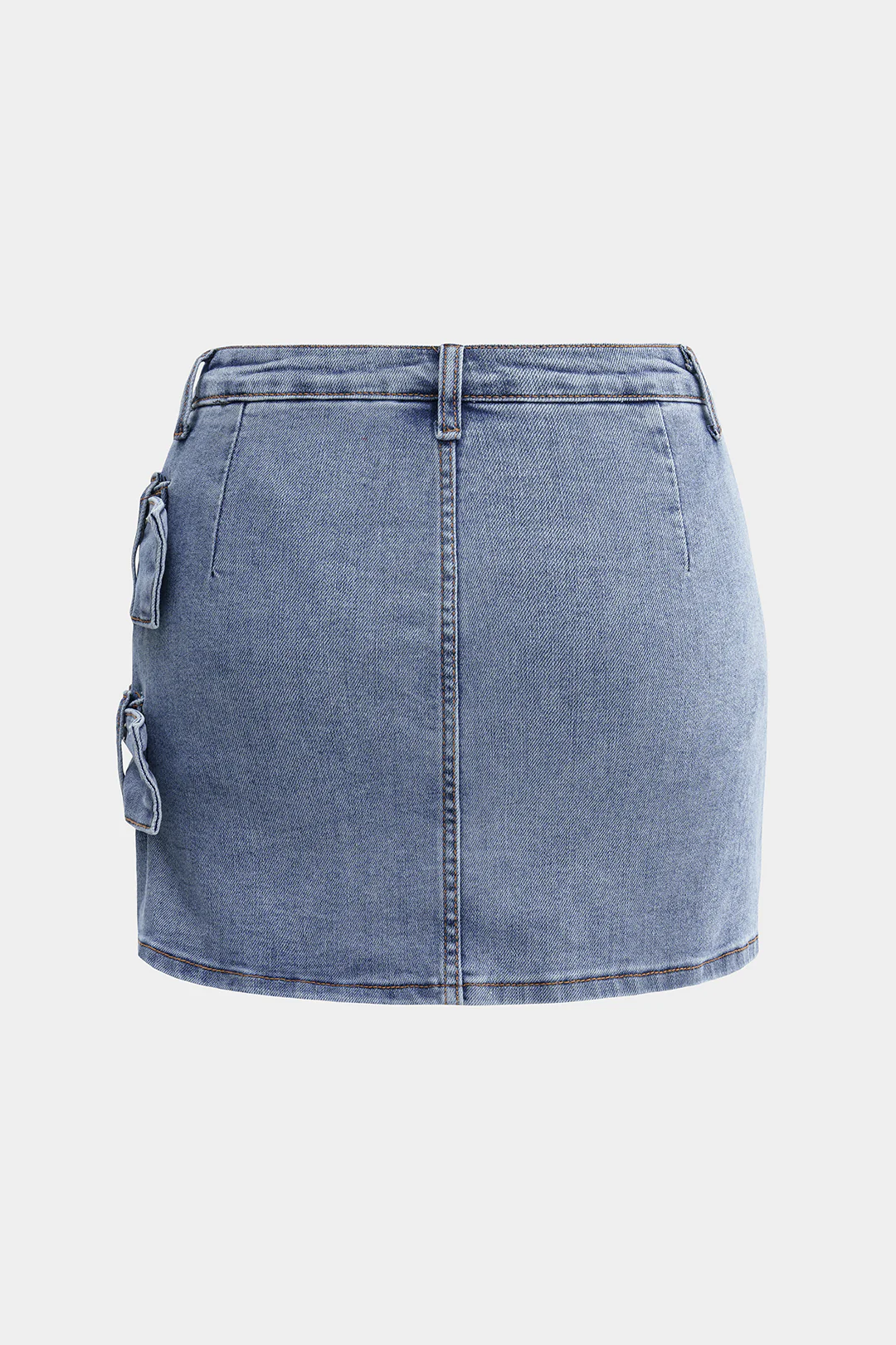 Asymmetrical Metallic Low Waist Denim Skirt - Weenar