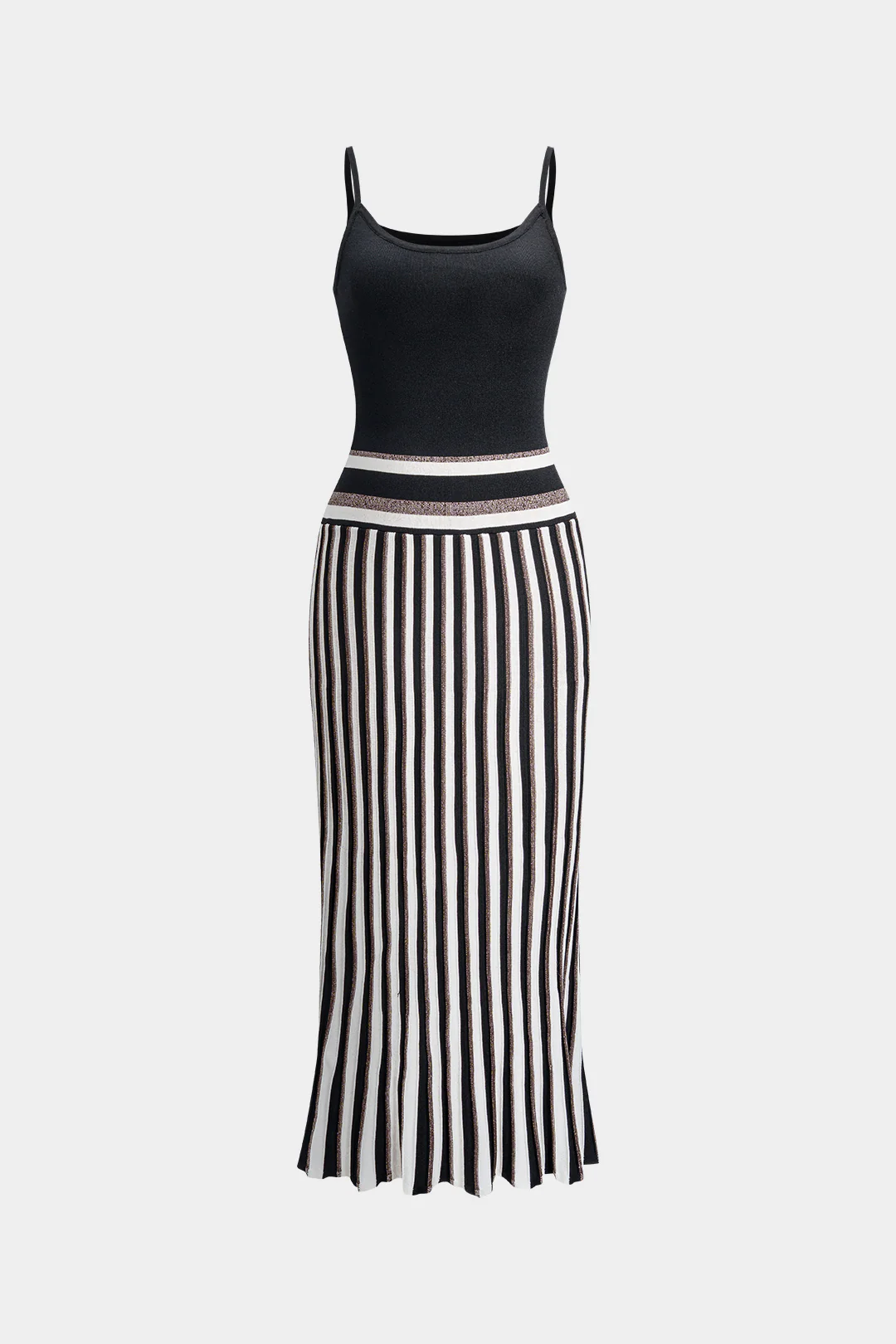 Knit Contrast Slip Sleeveless Dress - Weenar
