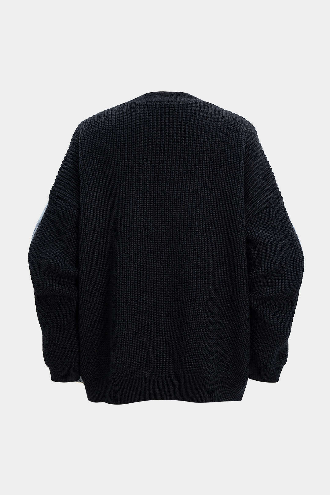 Denim Patchwork V-Neck Pocket Sweater Cardigan - Weenar