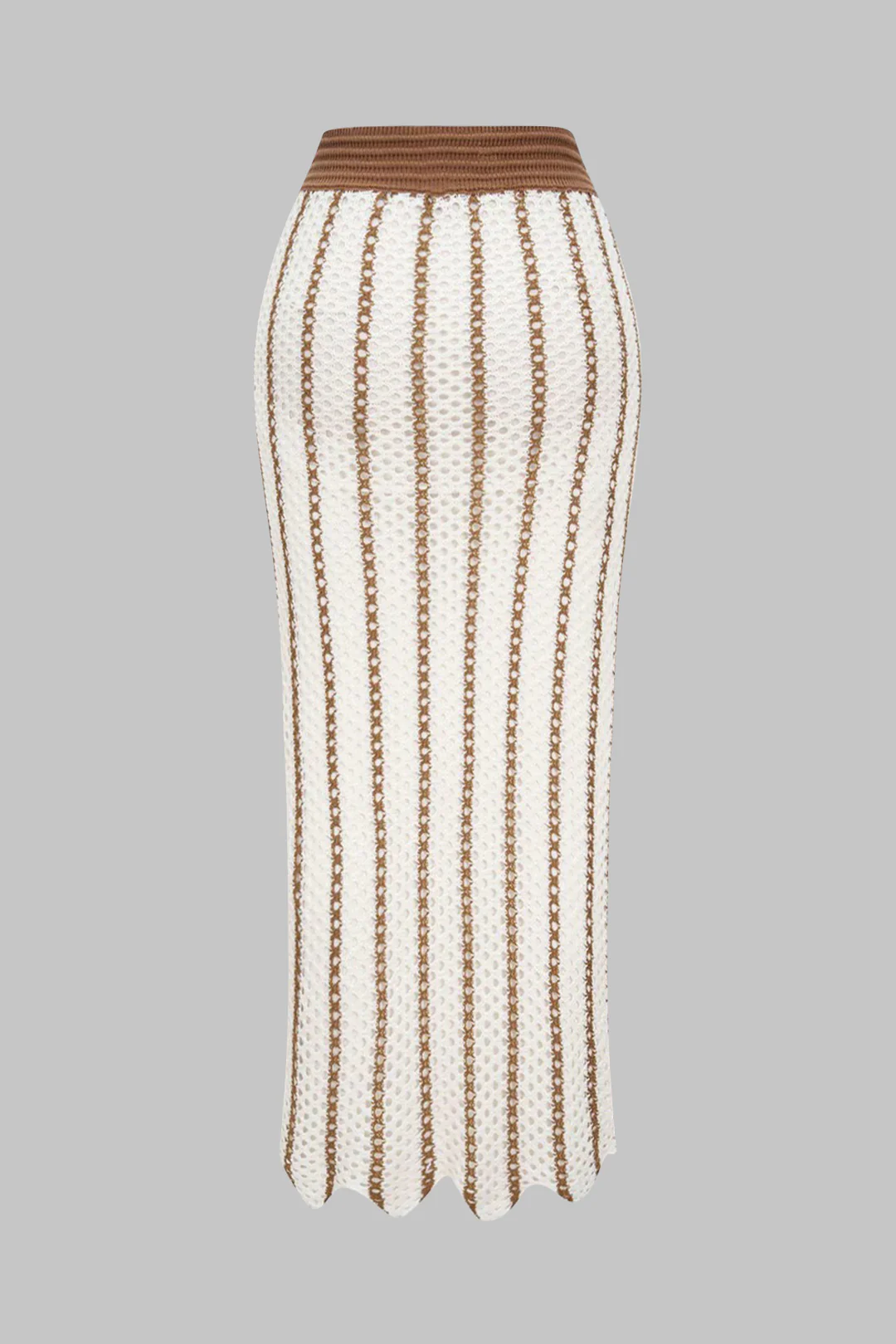 Knit Contrast Hollow Out Skirt - Weenar