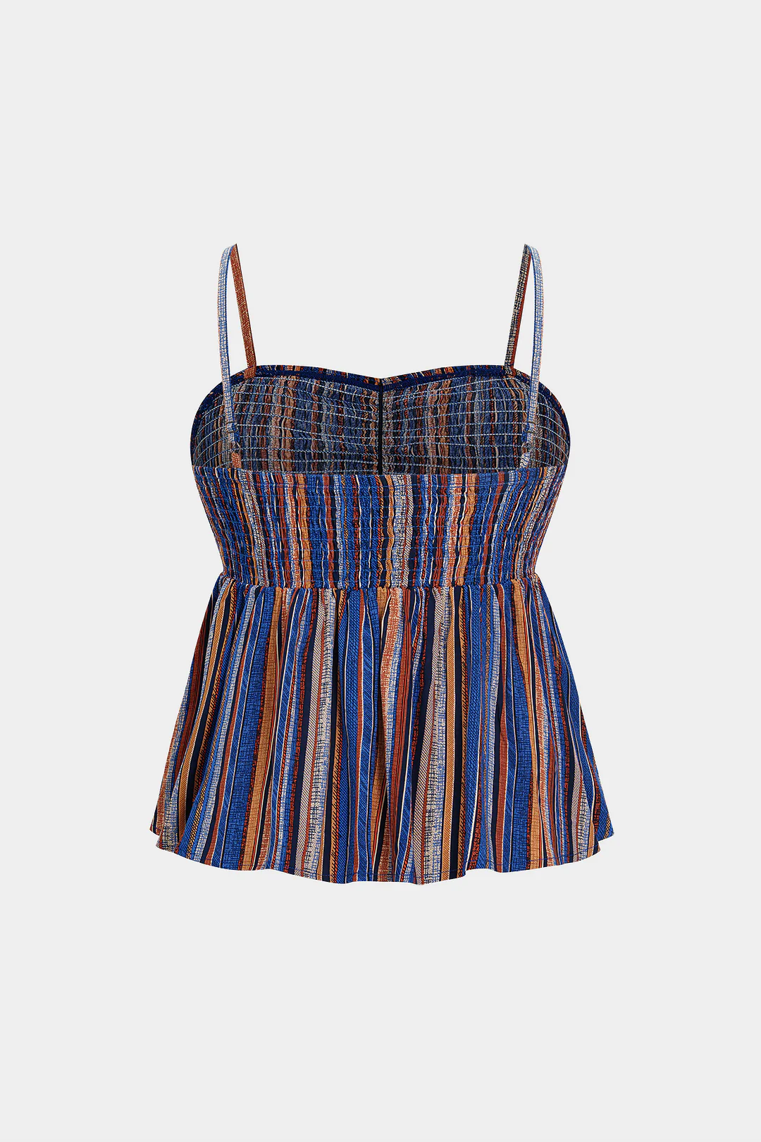 Plus Size Stripes Print Shirred Slip Cami Top - Weenar