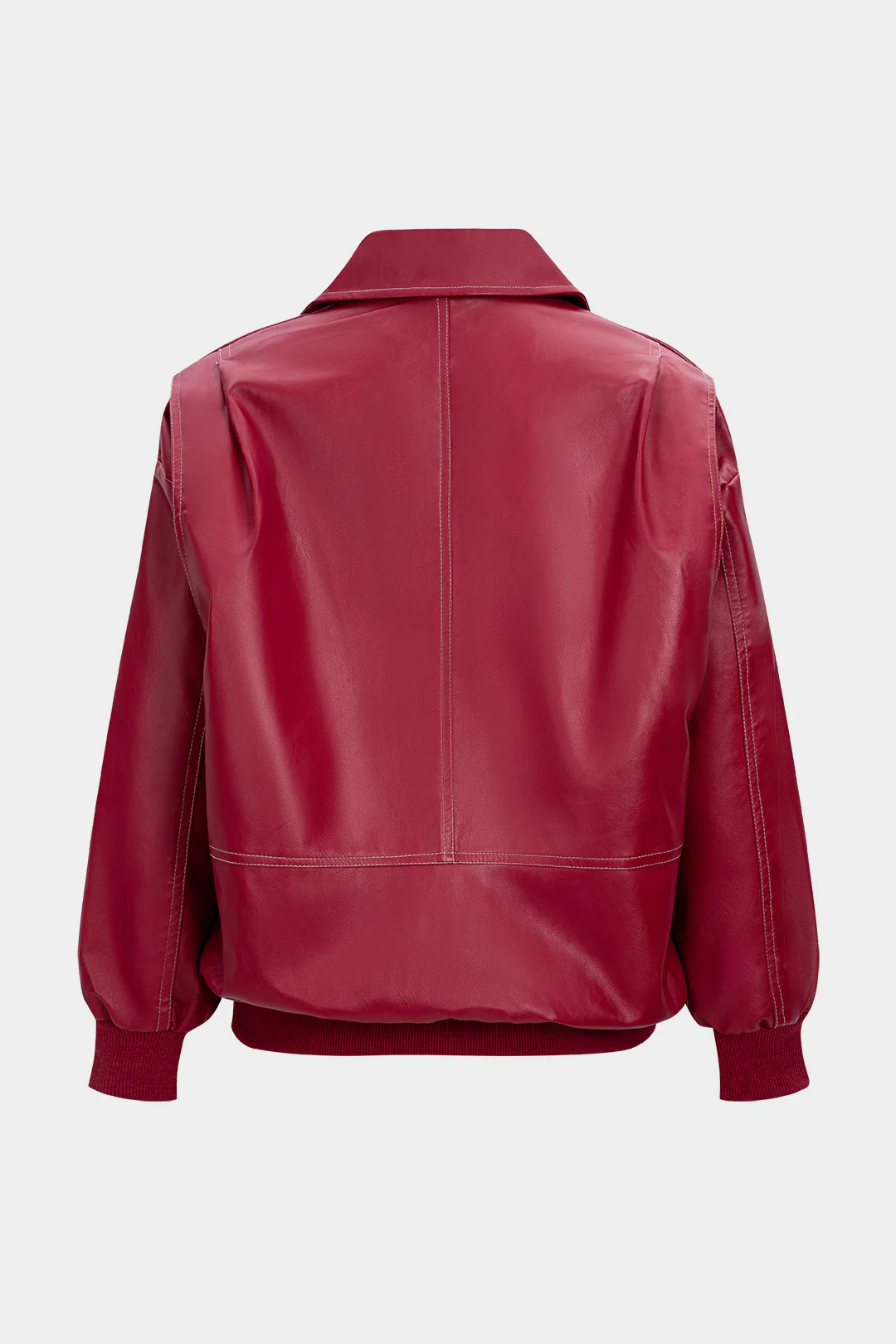 Faux Leather Patchwork Zipper Jacket - Weenar